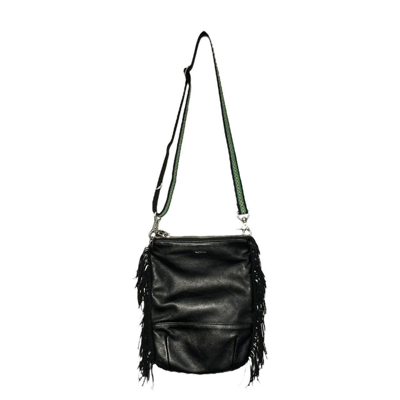 FACTOTUM(ファクトタム) Calfskin fringe shoulder bag カーフ レザー フリンジ ショルダー バッグ ブラック 参考定価30,800円