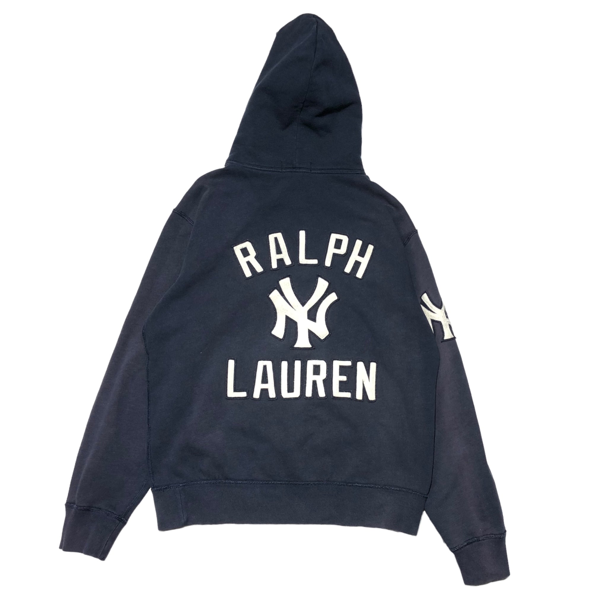 POLO RALPH LAUREN×MLB Yankees(ポロラルフローレン×ヤンキース) yankees logo hoodie ヤンキース ロゴ 刺繍 プルオーバー パーカー S ネイビー コラボ 限定