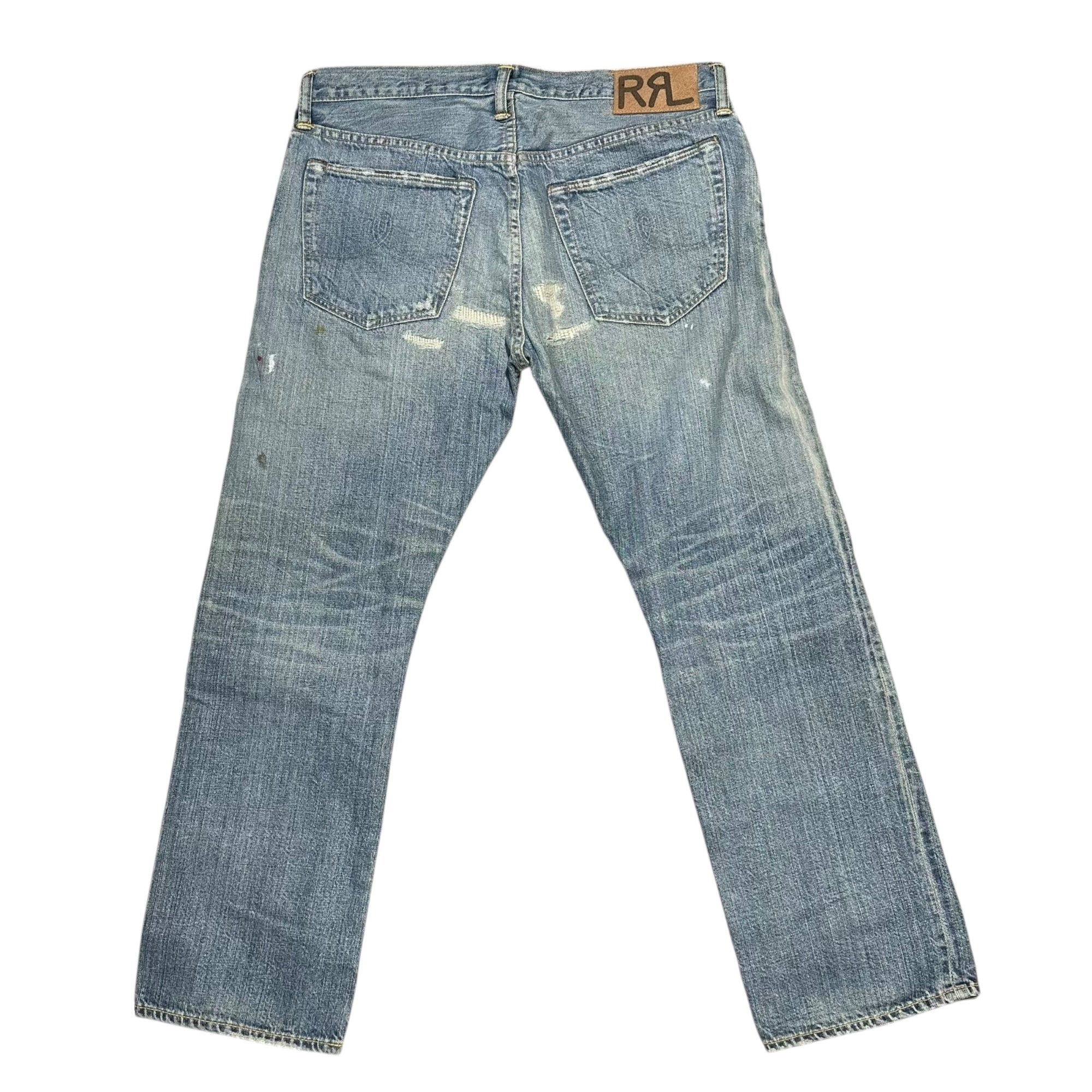 RRL(ダブルアールエル) Damage Repair Vintage-Washed Western Denim Pants ダメージ リペア ヴィンテージ加工 ウエスタン デニム パンツ W30 ライトインディゴ