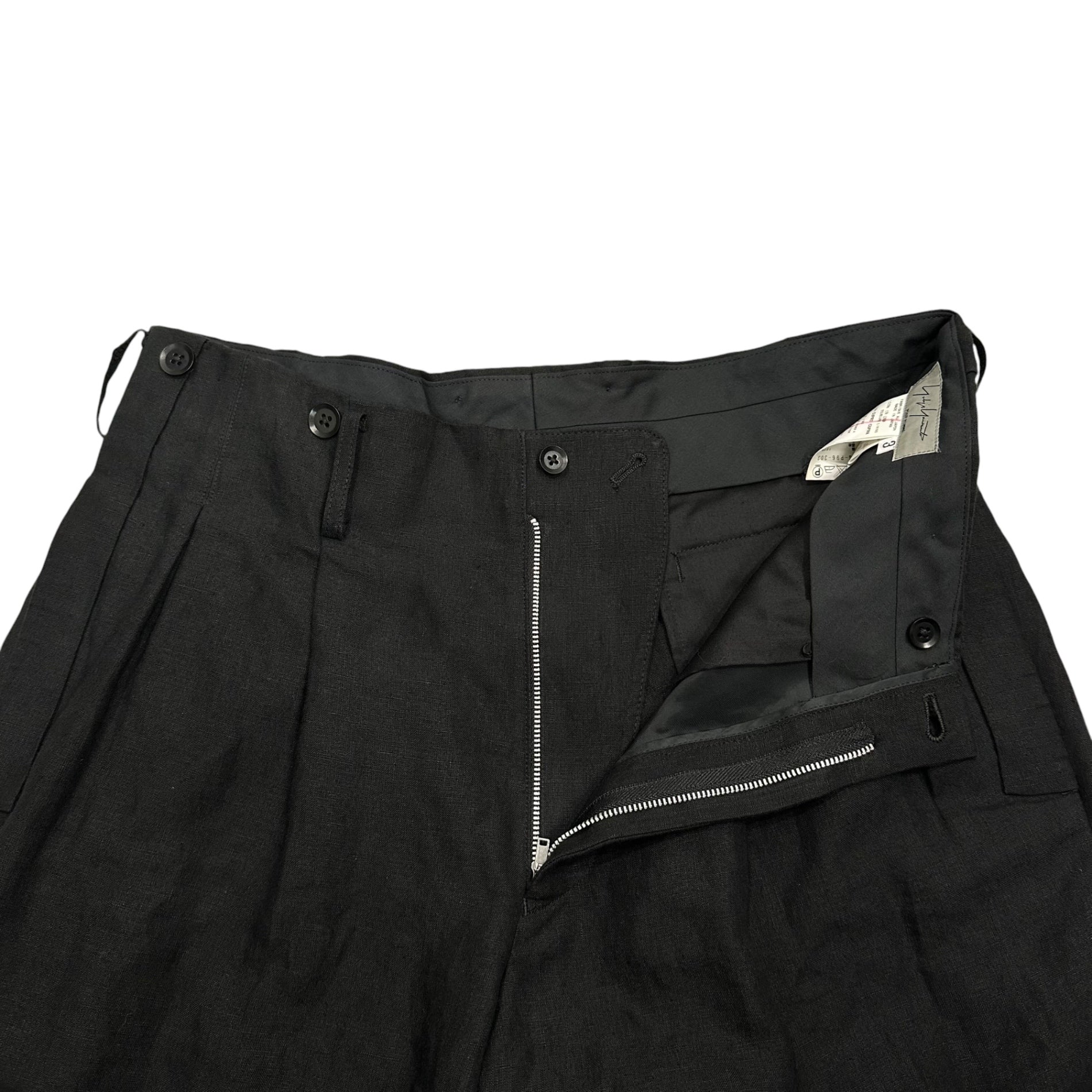 YOHJI YAMAMOTO POUR HOMME(ヨウジヤマモトプールオム) 22ss Linen 2-Pleat Tapered Trousers リネン 2タック テーパード スラックス HG-P96-303 3 ブラック パンツ