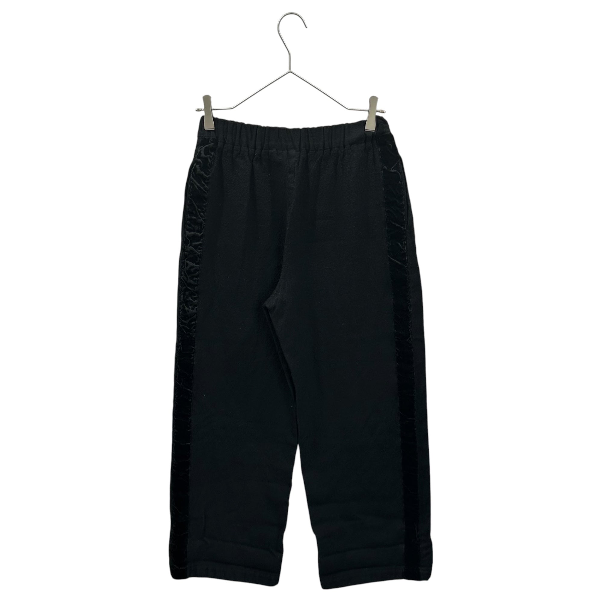 robe de chambre COMME des GARCONS(ローブドシャンブルコムデギャルソン) 1999AW Velour-Trimmed Wool Felted Wide Straight-Leg Pants ベロア サイドライン ウール 縮絨 ワイド ストレート パンツ RP-040190 FREE ブラック AD1999 90's 男性着用可能