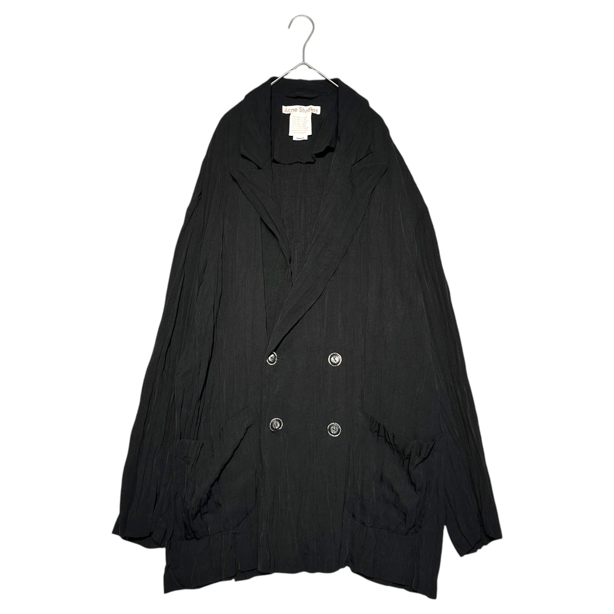 Acne Studios(アクネストゥディオズ) Satin Double-breasted Jacket サテン プリーツ ダブル テーラード ジャケット PS-UX-OUTW000017 S ブラック