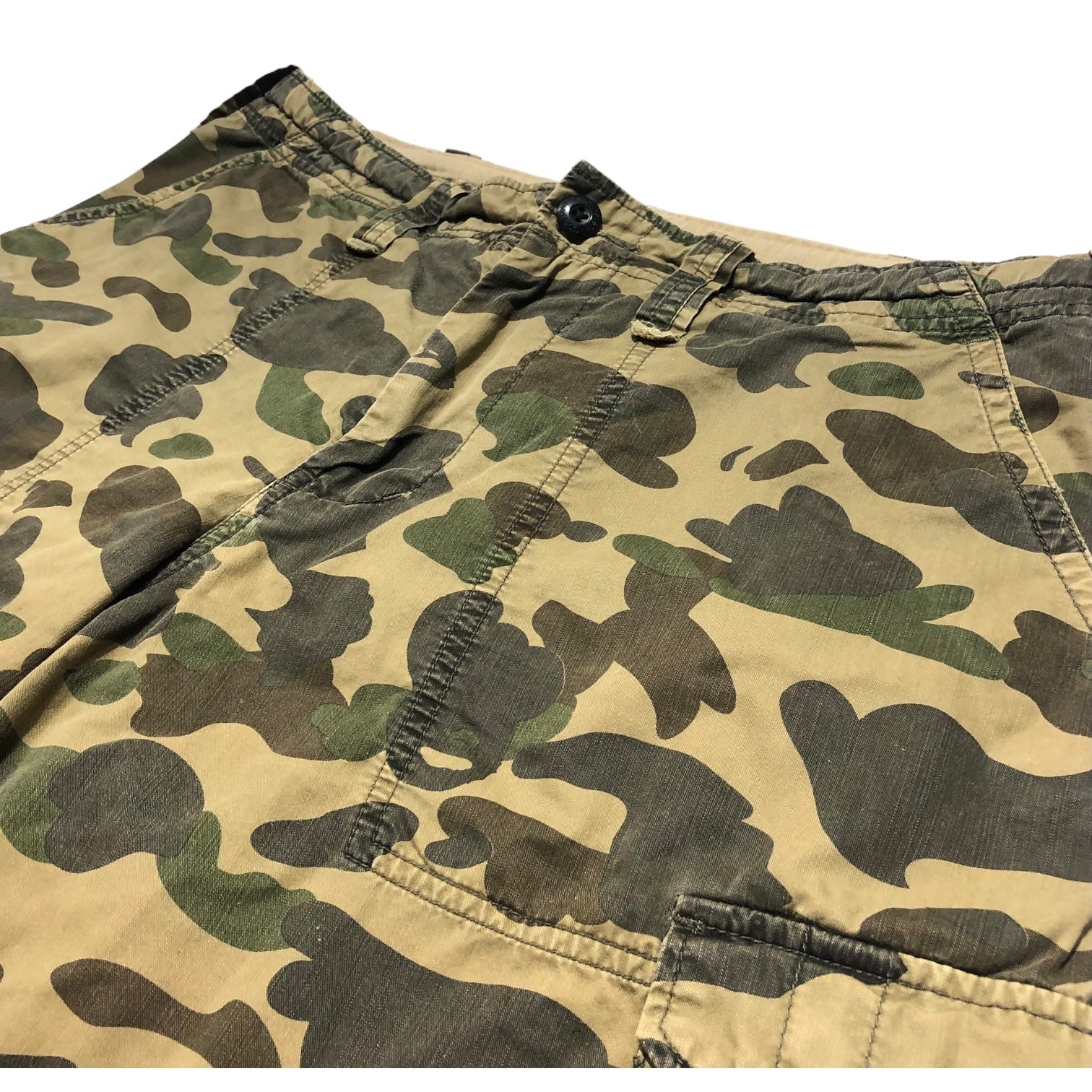 A BATHING APE(アベイシングエイプ) 00's Camouflage cargo half pants カモフラ カーゴ ハーフ パンツ L カーキ