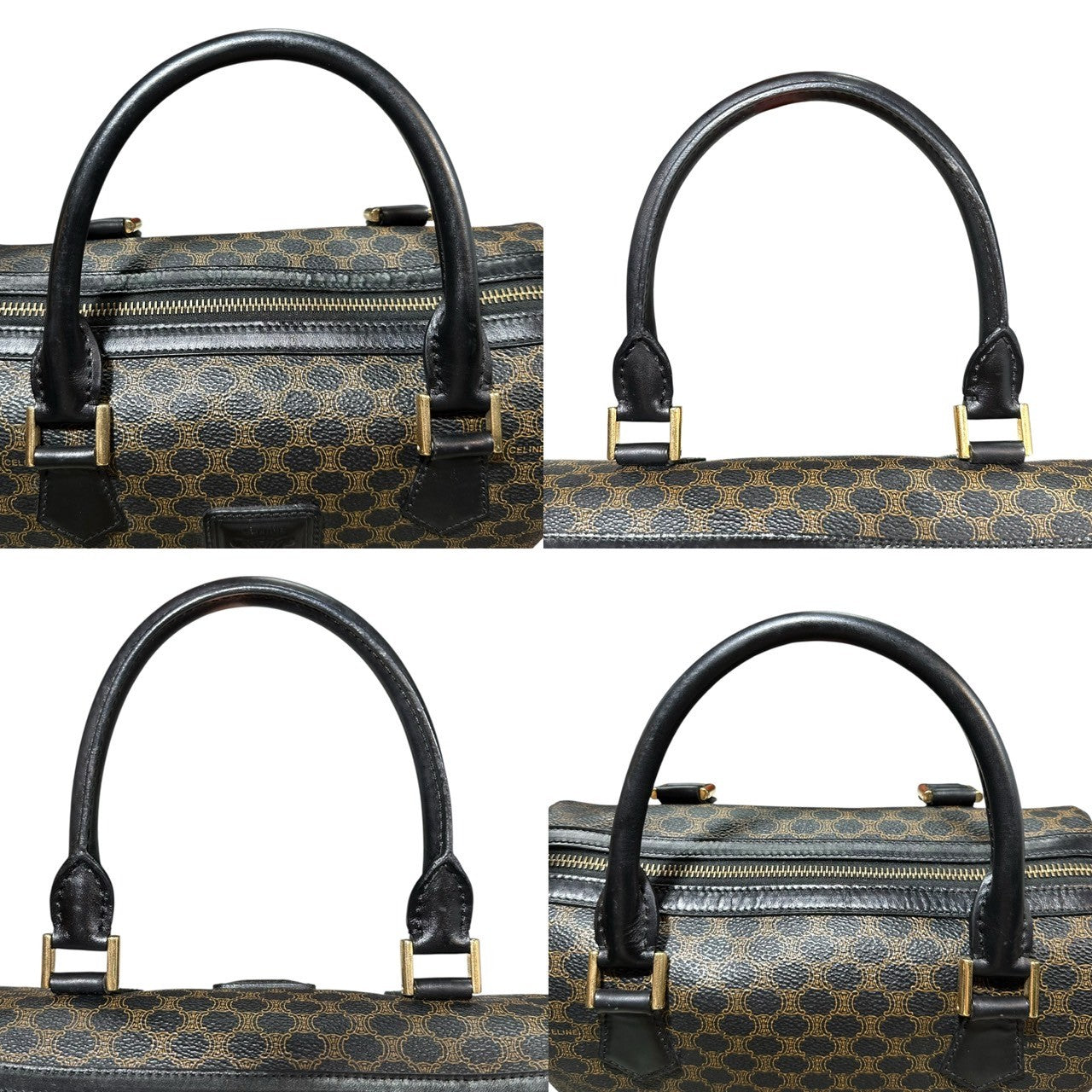 CELINE(セリーヌ) Macadam Pattern Mini Boston Bag マカダム柄 ミニ ボストン バッグ MC99/1 ブラック×ブラウン OLD オールド ハンド
