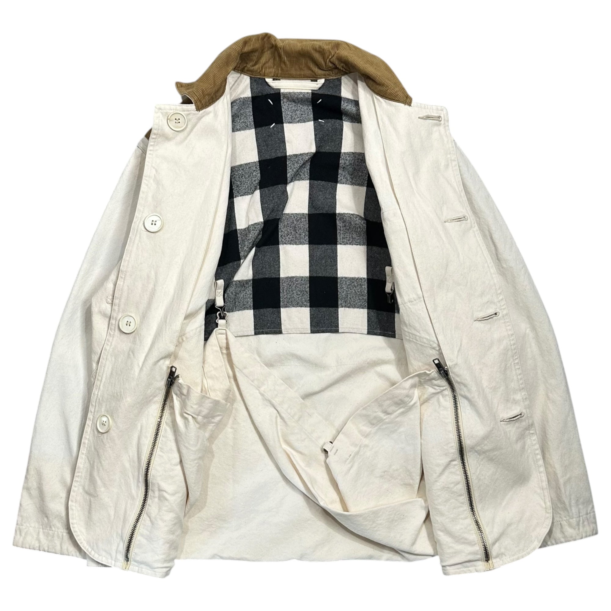 MAISON MARGIELA(メゾンマルジェラ) 22SS  4WAY Check Jacket コットン キャンバス チェック ジャケット S51AM0455 36 ホワイト コート