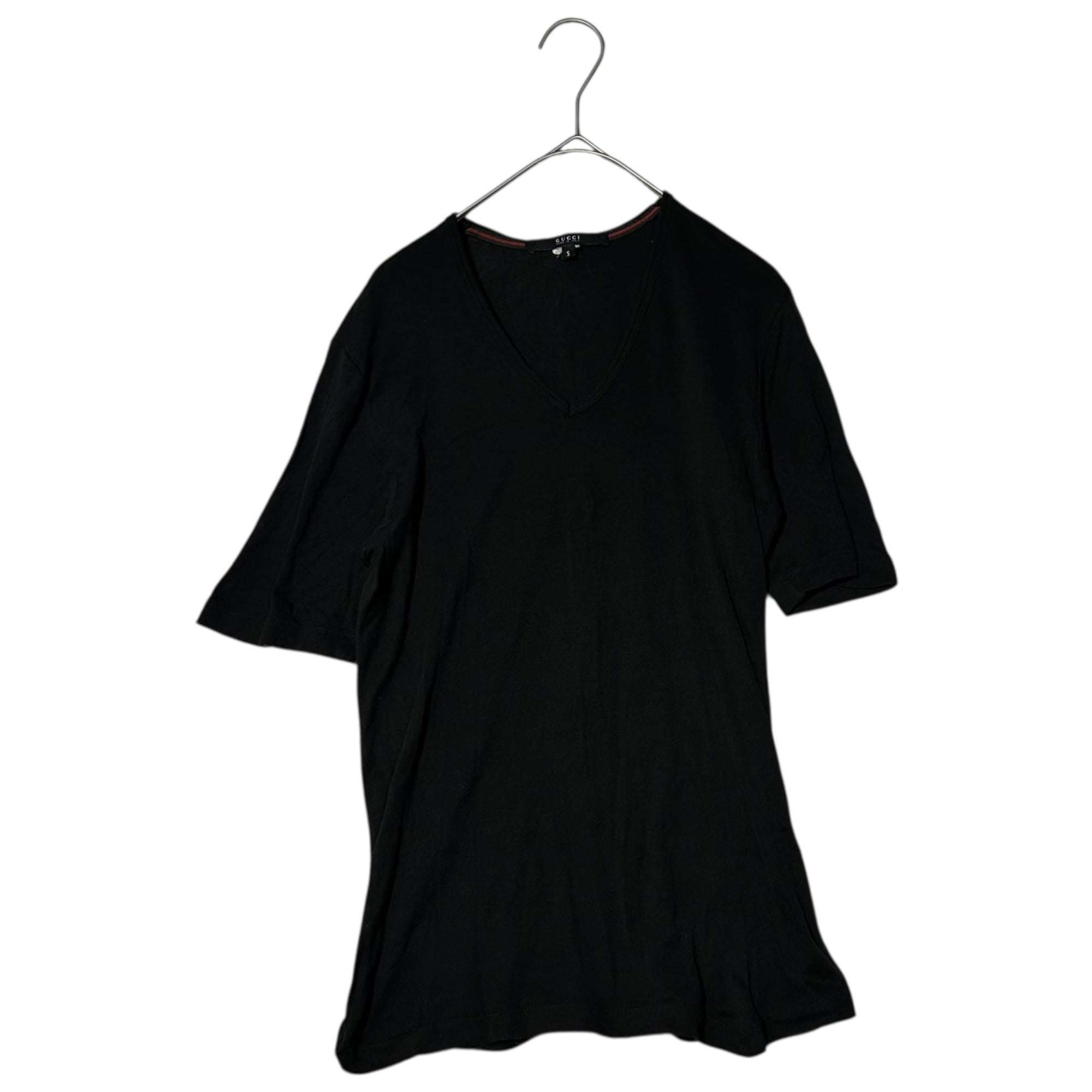 GUCCI(グッチ) V-neck Short Sleeve Knit Sewn Cut and Sewn Vネック ショートスリーブ ニットソー カットソー S ブラック