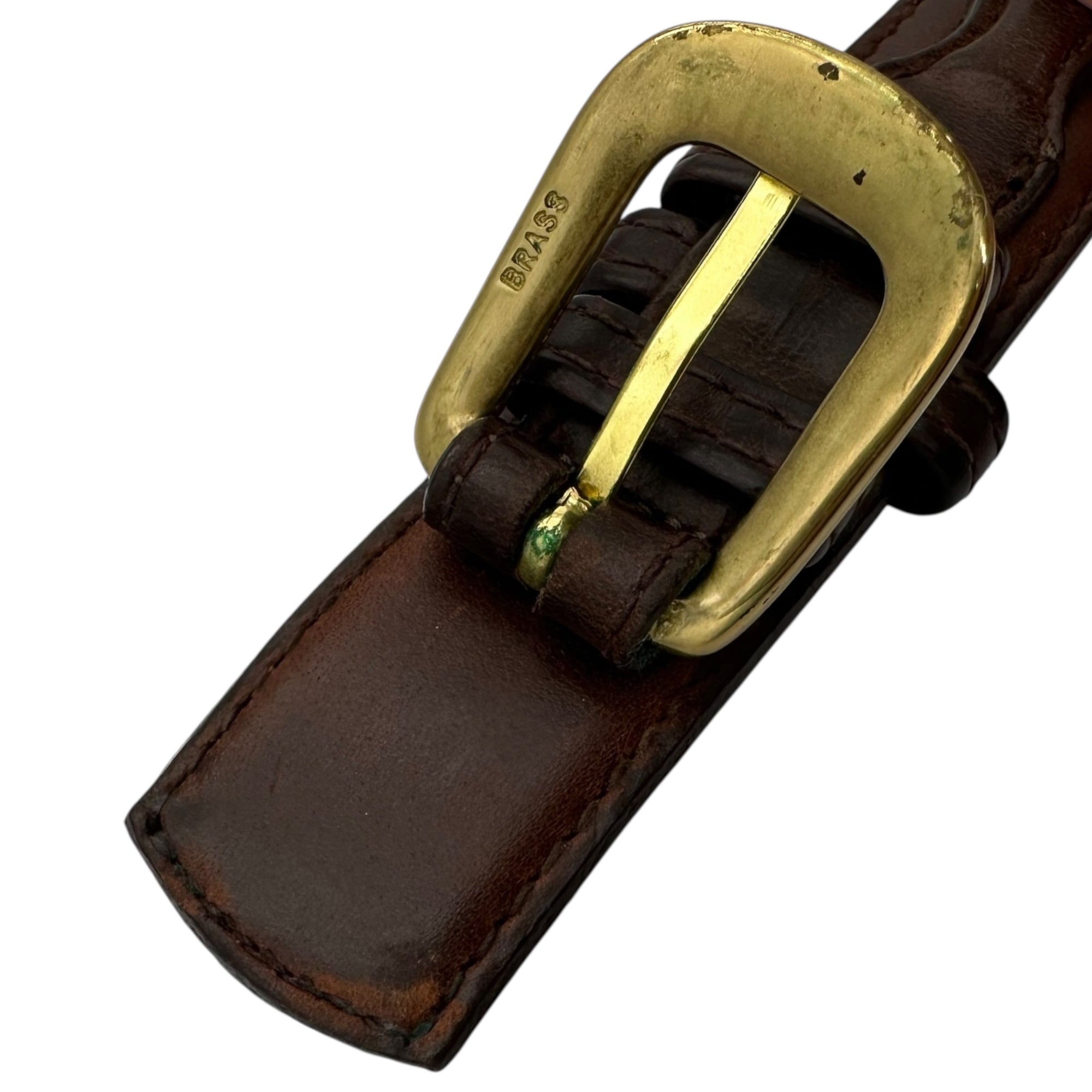 LANDS' END(ランズエンド) USA made Western Leather Belt ウエスタン レザー ベルト 32/80 ブラウン USA製
