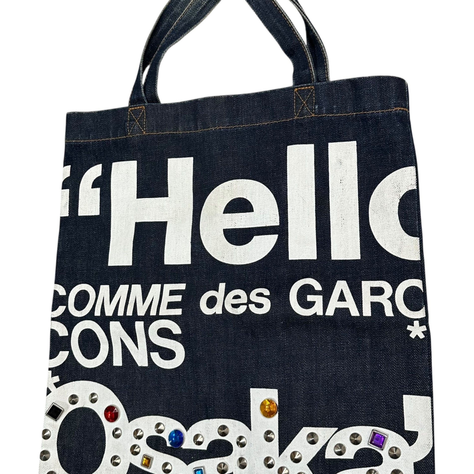 COMME des GARCONS(コムデギャルソン) ”OSAKA” Limited Edition Jewel Denim Tote Bag 大阪 路面店 オープン記念 限定 ビジュー デニム トート バッグ インディゴ