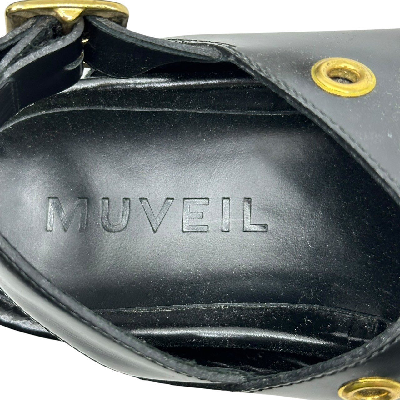 muveil(ミュベール) Studded leather strap sandal スタッズ レザー ストラップ サンダル 鳩目 37(23cm程度) ブラック