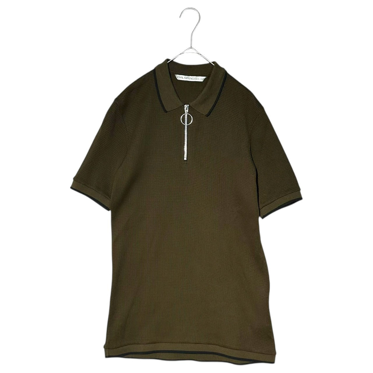 JOHN LAWRENCE SULLIVAN(ジョンローレンスサリバン) ZIP-UP POLO SHIRT ジップアップ ワッフル ポロ シャツ 5A018 17-13 M オリーブ