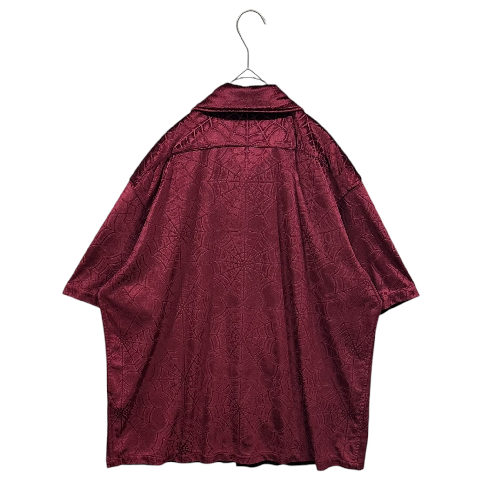 SUPREME(シュプリーム) 2021AW Spider Web Velvet S/S Shirt スパイダー ウェブ 半袖 シャツ XL ボルドー