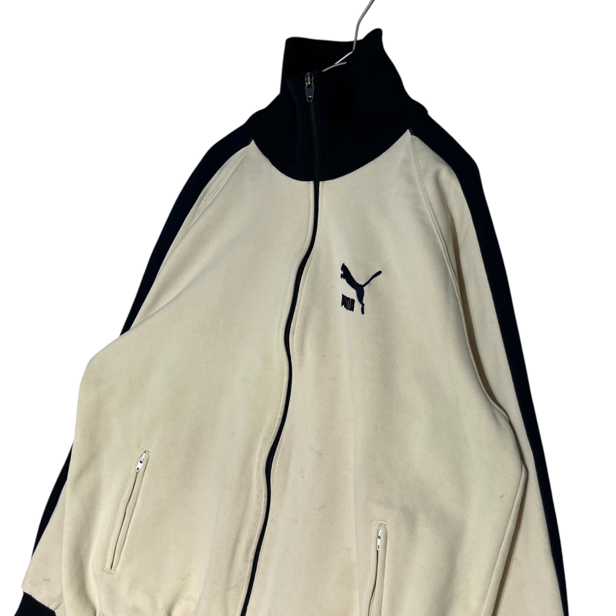 PUMA(プーマ) 90's Vintage logo track jacket ヴィンテージ ロゴ トラック ジャケット PM-805 表記無し(S程度) アイボリー×ネイビー 90年代 ジャージ