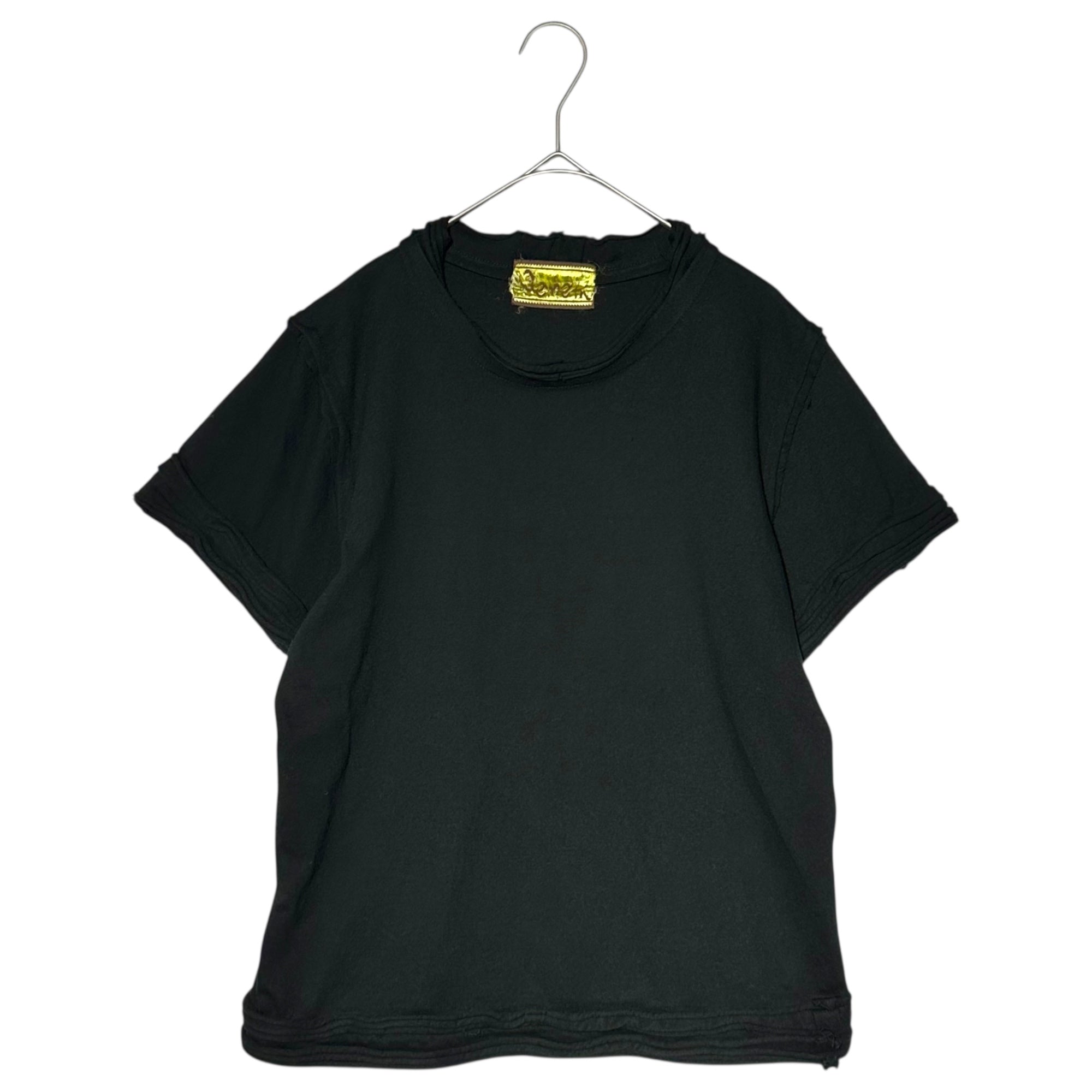 Christopher Nemeth(クリストファーネメス) 90's-00's Big Sleeve Stacked Crew Neck T-Shirt ビッグスリーブ 重ね加工 クルーネック Tシャツ FREE(S程度) ブラック