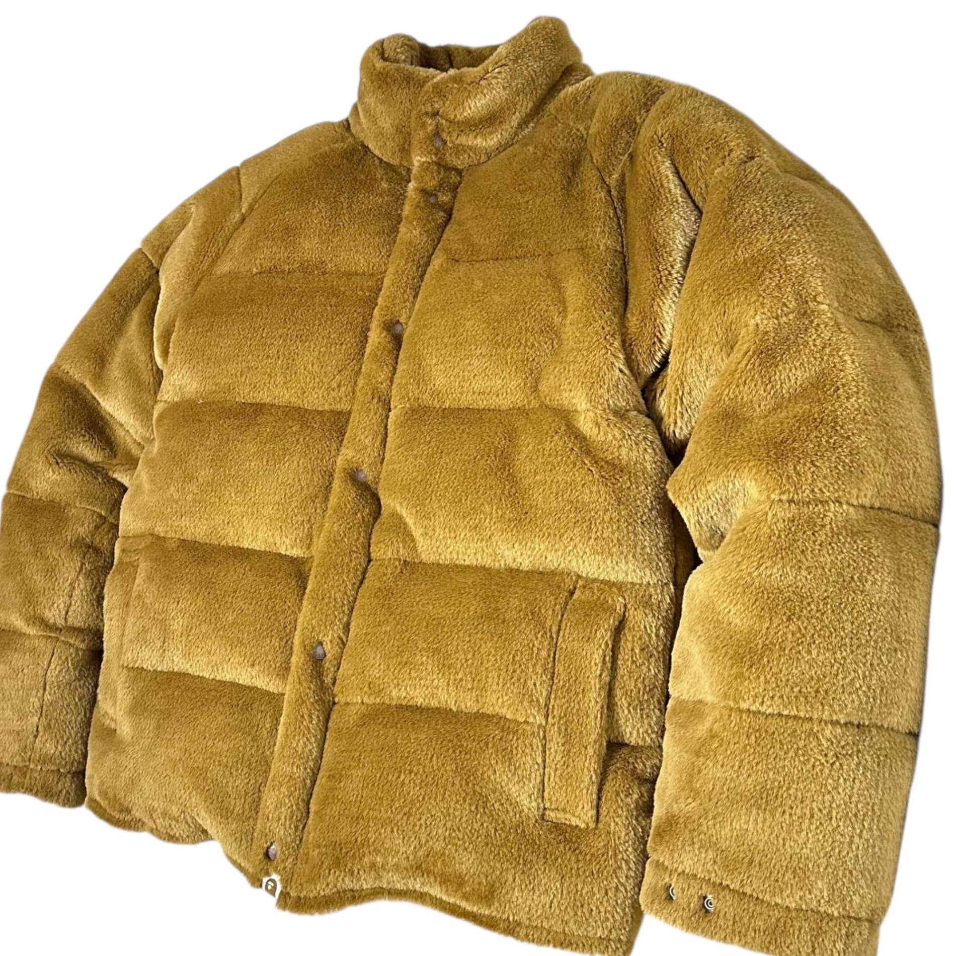 BAPE BY A BATHING APE(ベイプ バイ アベイシングエイプ) Faux Fur White Goose Down Jacket Blouson フェイク ファー ホワイト グース ダウン ジャケット ブルゾン M ブラウン