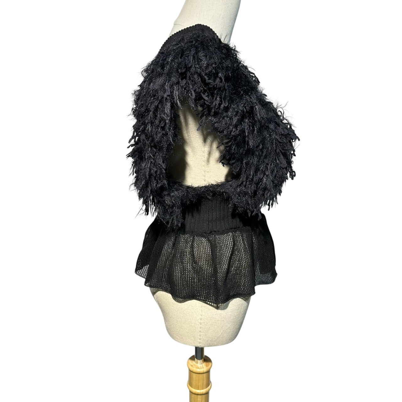 LEINWANDE(ラインヴァンド) Patchwork Fringe Top パッチワーク フリンジ ニット ビスチェ 0221030502 FREE ブラック ベスト