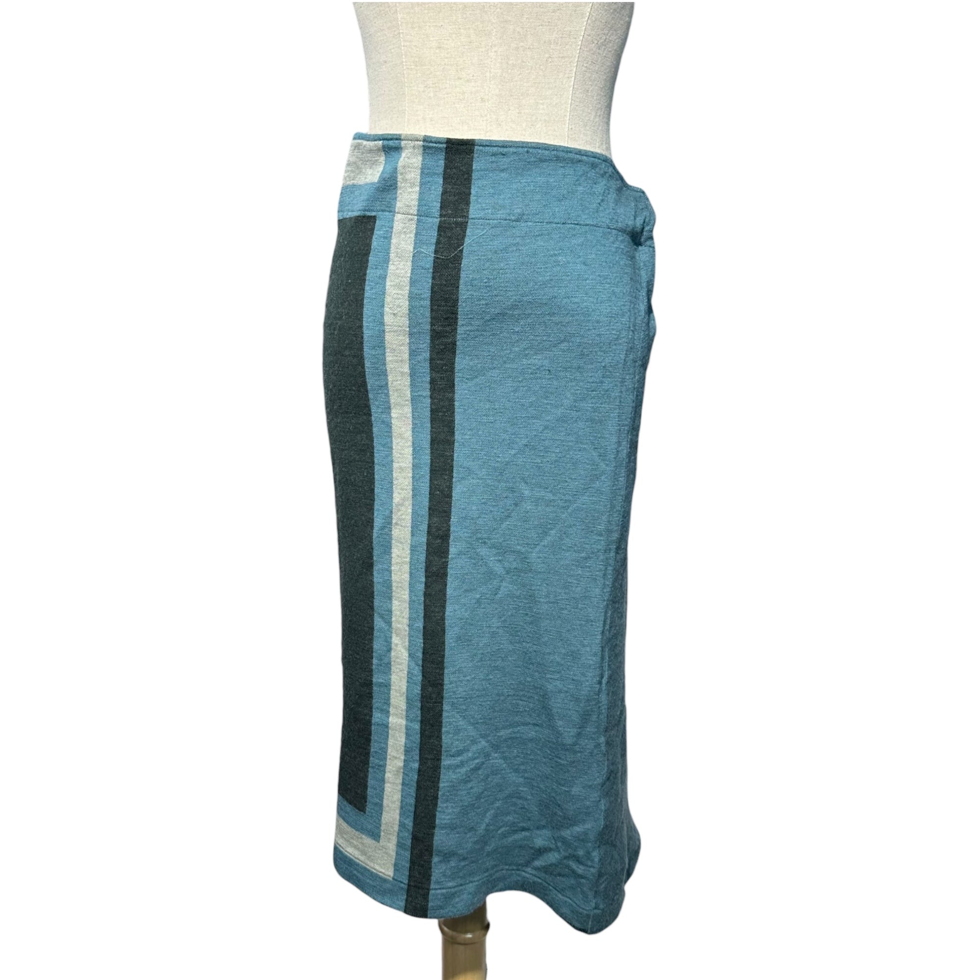 Y's(ワイズ) Textile Waist Lace Tie Cotton Skirt テキスタイル ウエスト レース タイ コットン スカート YO-T43-550 3 ブルー×ブラック