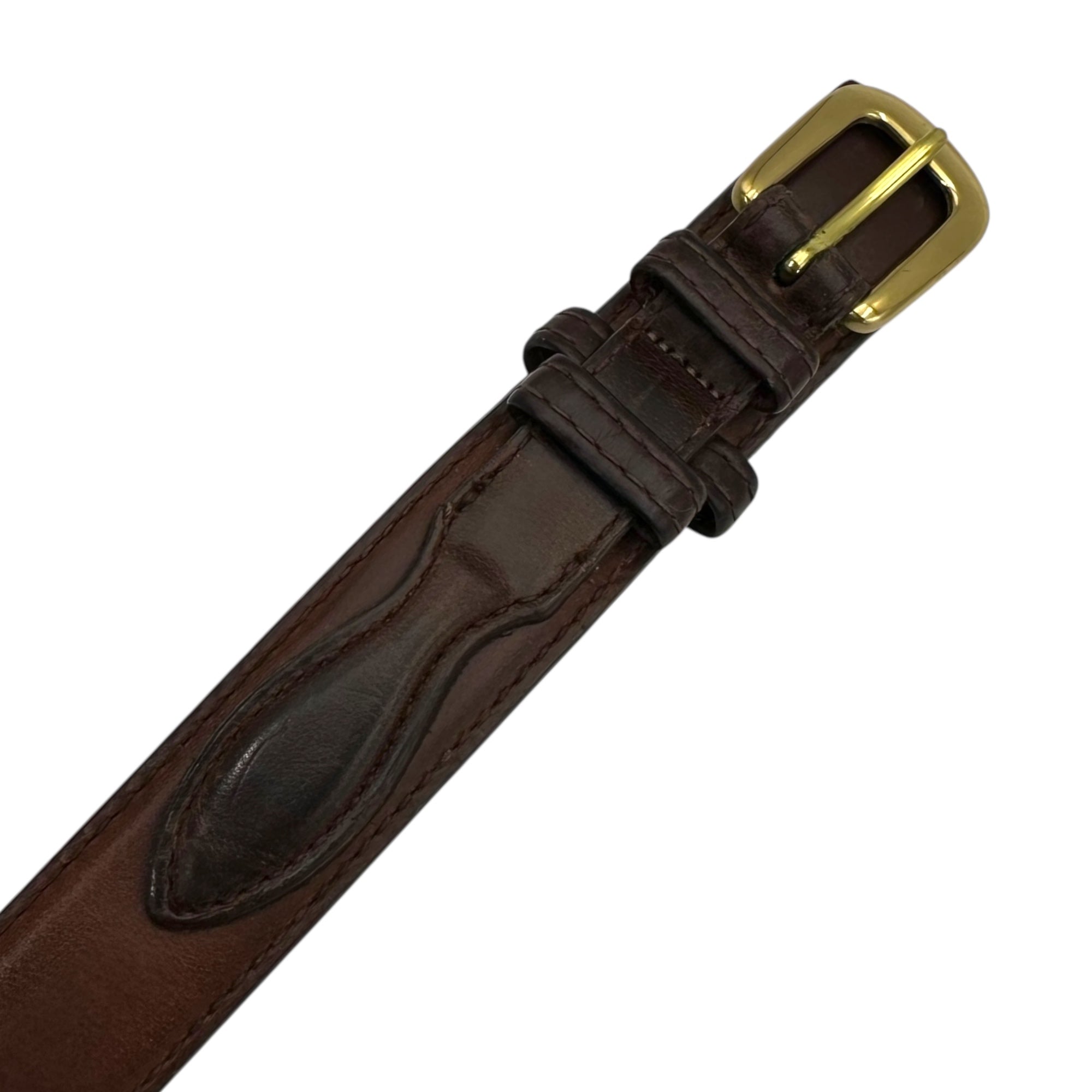 LANDS' END(ランズエンド) USA made Western Leather Belt ウエスタン レザー ベルト 32/80 ブラウン USA製
