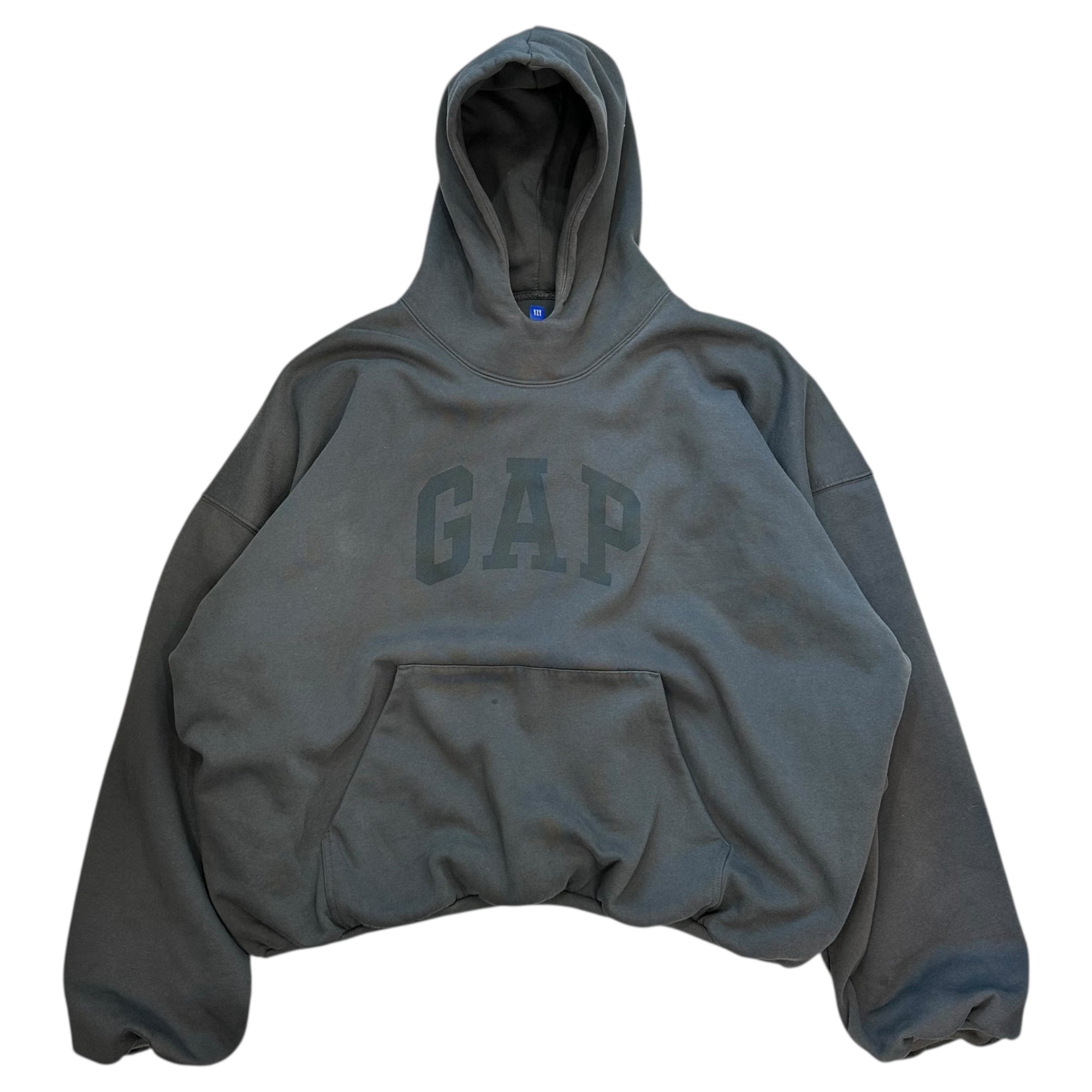 YEEZY×GAP(イージー×ギャップ) Dove Hoodie ロゴ プリント パーカー XL グレー ショート丈