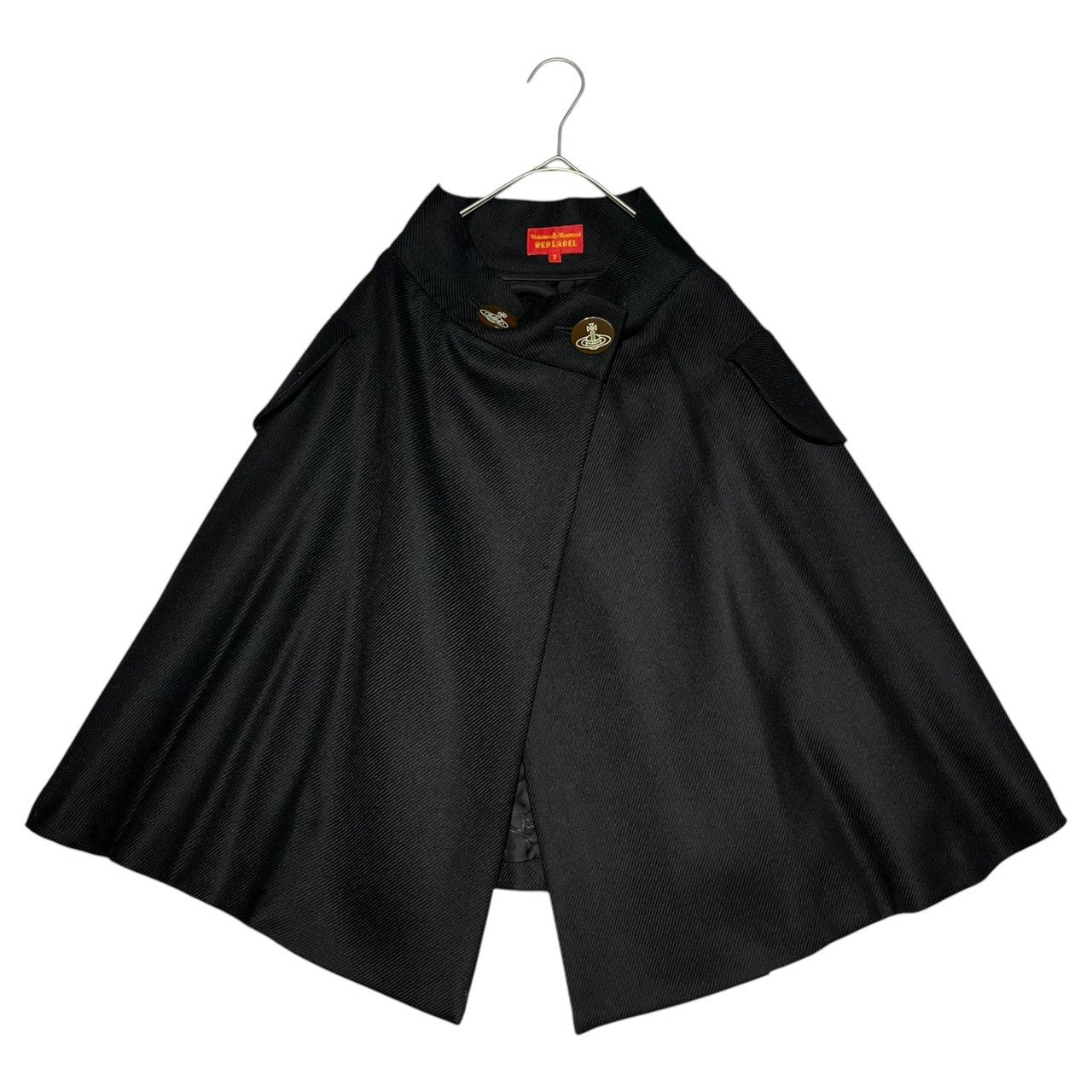 Vivienne Westwood RED LABEL(ヴィヴィアンウエストウッドレッドレーベル) 00's 2WAY orb button wool poncho wrap skirt ウール オーブ ロゴ ボタン ポンチョ ラップ スカート 357-01-25011 2(M程度) ブラック