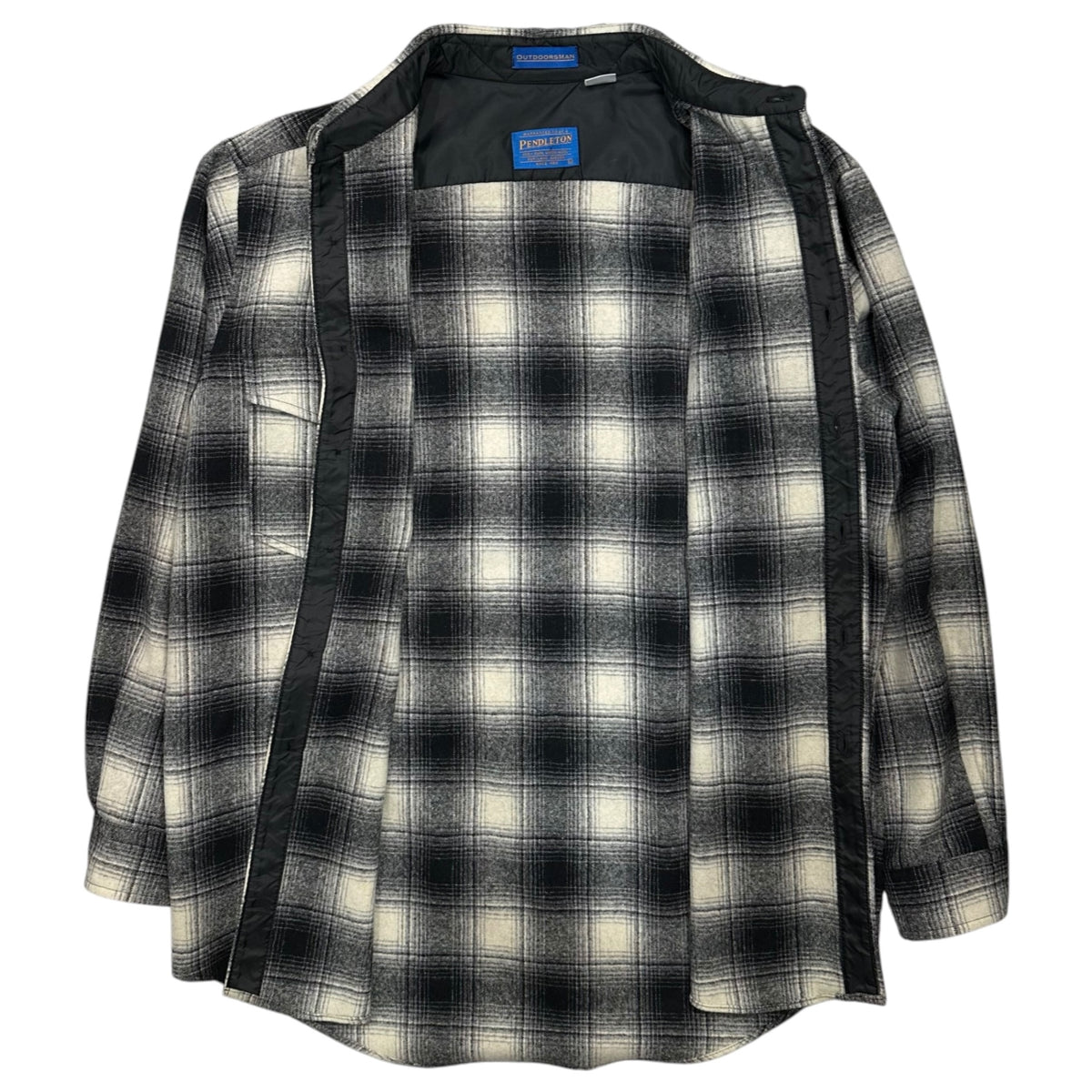 PENDLETON(ペンドルトン) 1990’s USA made OUTDOORSMAN Wool Flannel Shirt - Ombre Check ウール フランネル シャツ オンブレ チェック L ブラック×ホワイト 90年代 ヴィンテージ USA製