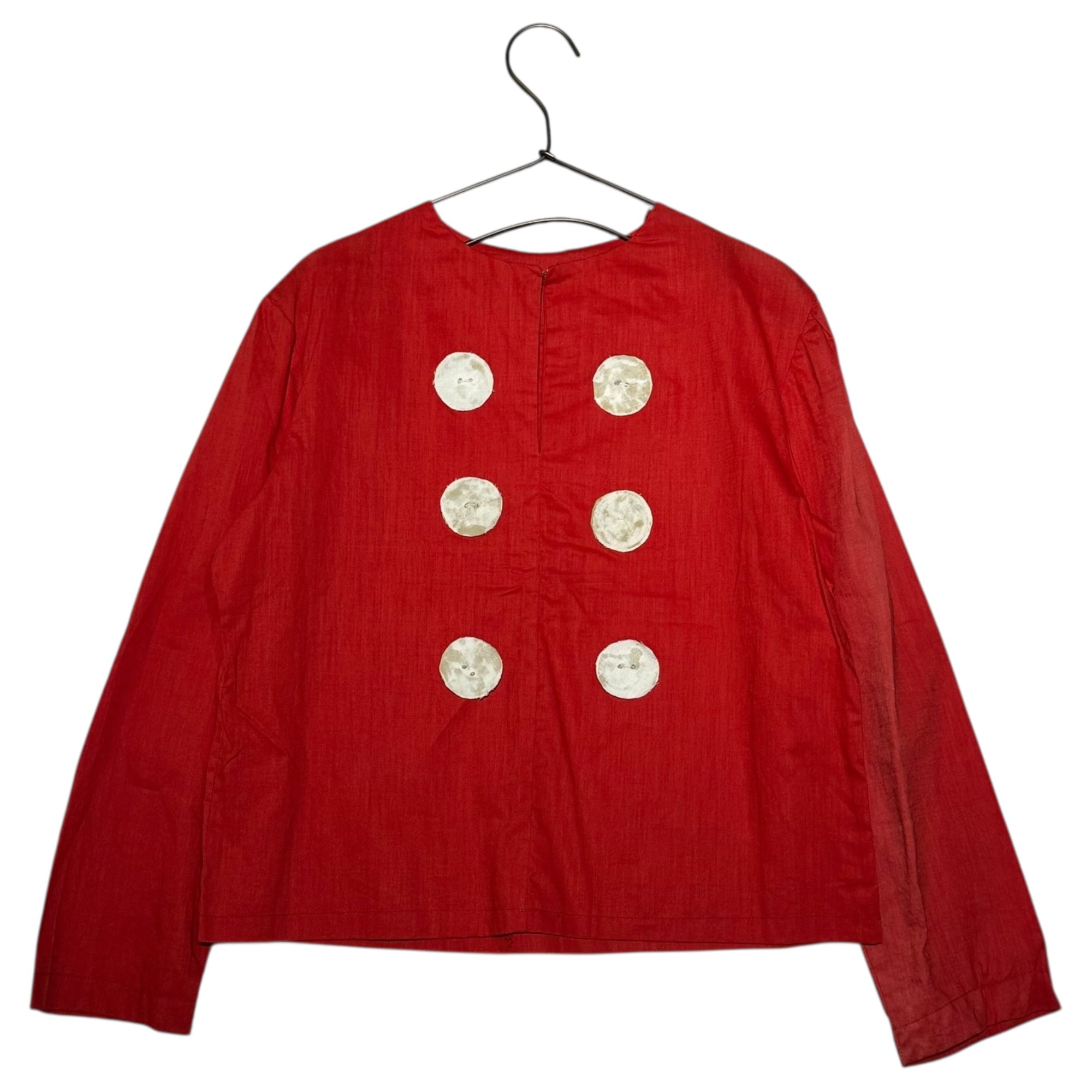 VINTAGE(ヴィンテージ) remake paper button shirt ペーパーボタンのリメイクシャツ ブラウス 表記無し(Mサイズ程度) レッド
