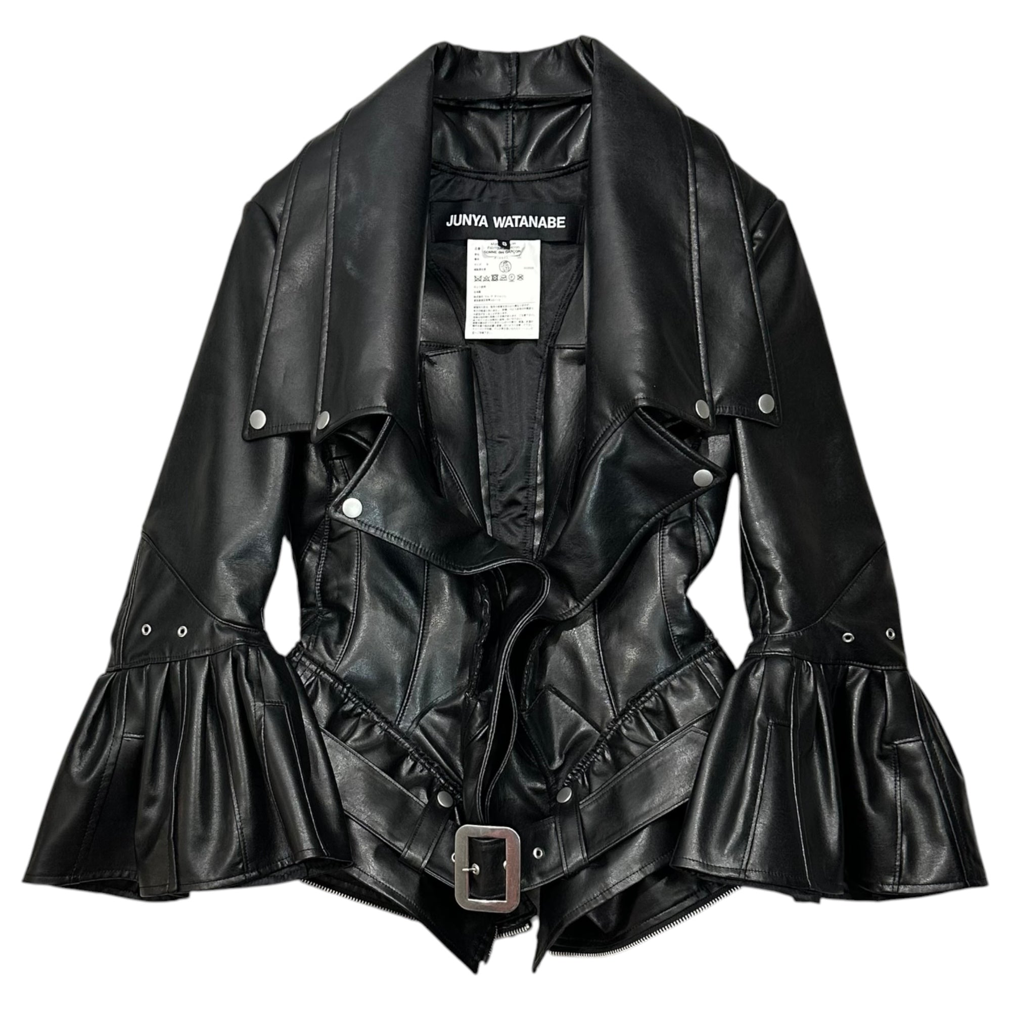 JUNYA WATANABE(ジュンヤワタナベ) 2022AW Deconstructed and Reconstructed Faux Leather Biker Jacket 解体 再構築 フェイクレザー ライダース ジャケット JJ-J054 S ブラック AD2022