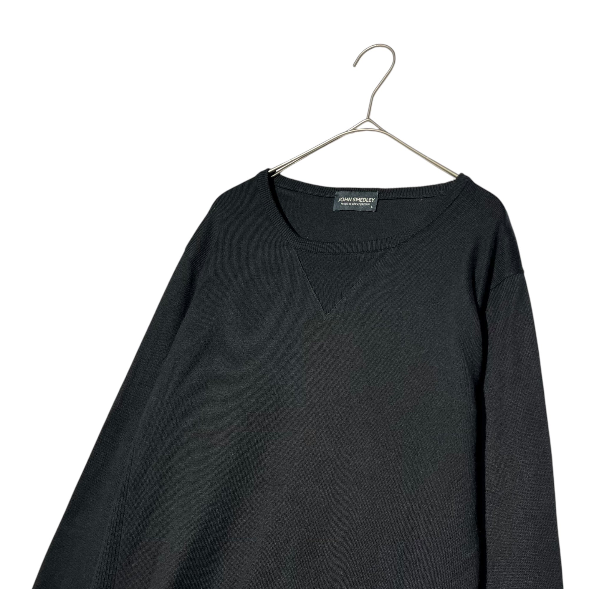 JOHN SMEDLEY(ジョンスメドレー) crew neck cotton knit クルーネック コットン ニット L ブラック