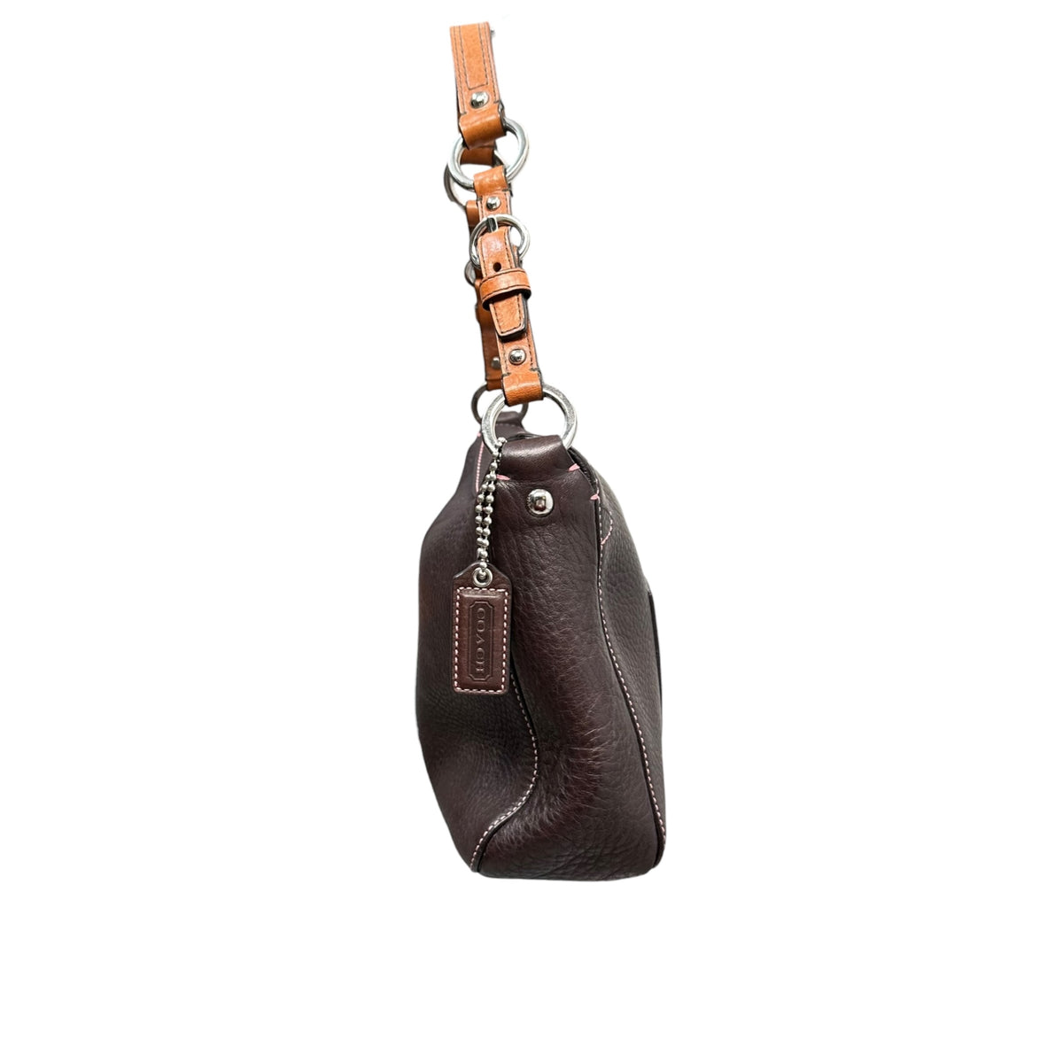 COACH(コーチ) leather hobo bag レザー ホーボー バッグ 8A38 ブラウン×ピンク ターンロック