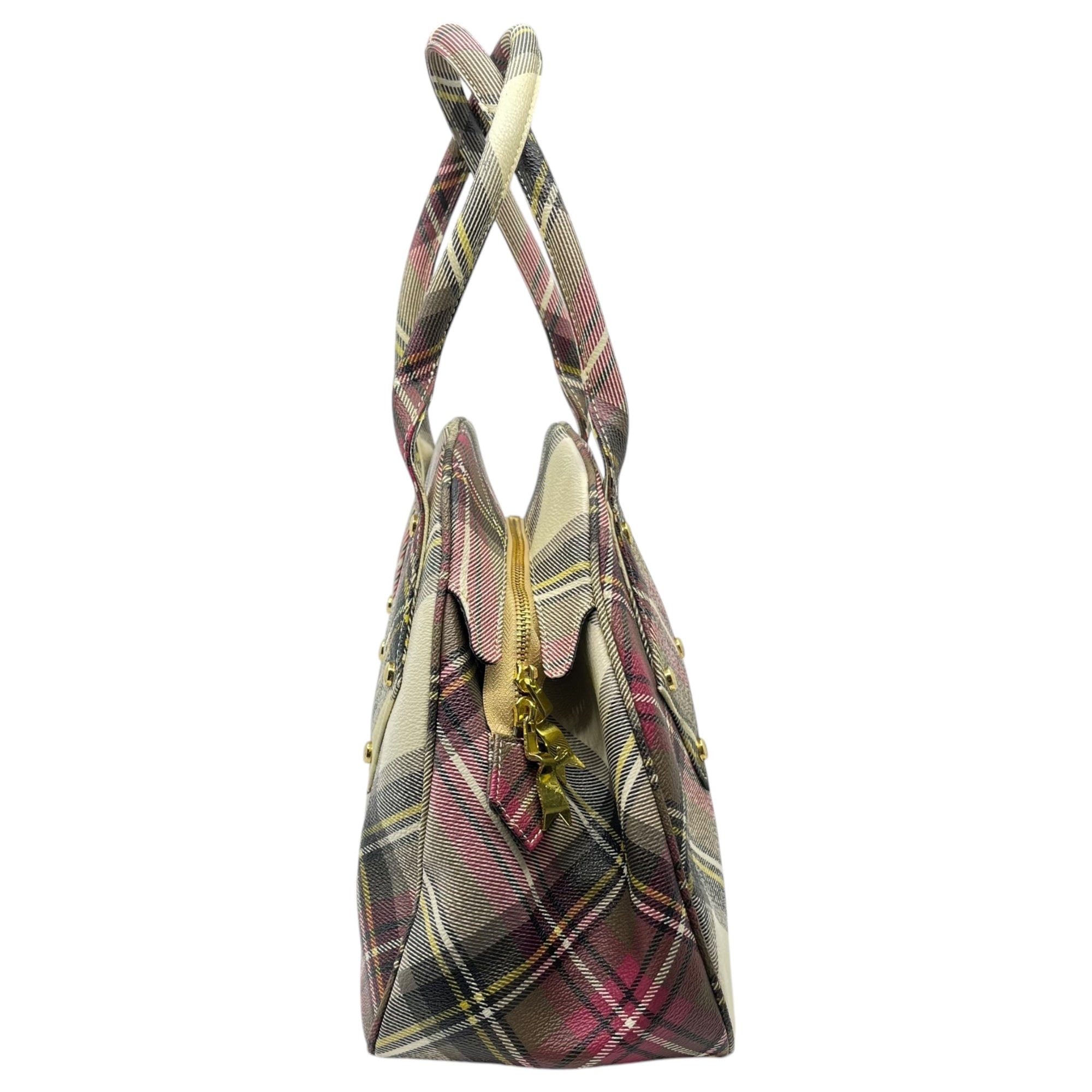 Vivienne Westwood(ヴィヴィアンウエストウッド) Plaid Yasmin Handbag チェック柄 ヤスミン ハンド バッグ アイボリー×レッド