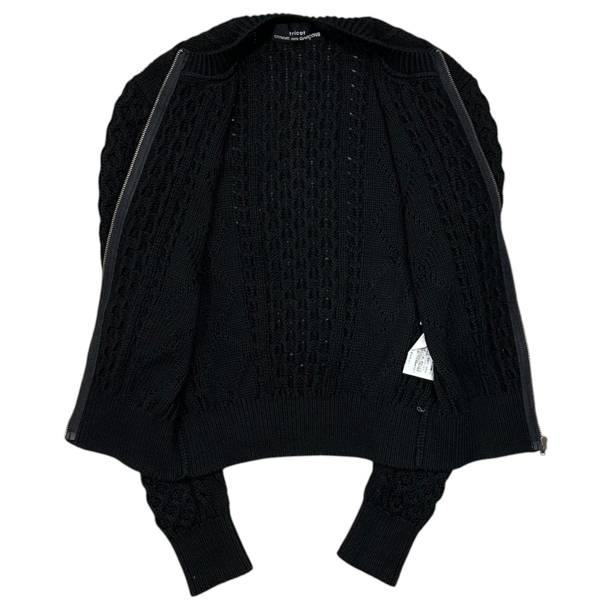 tricot COMME des GARCONS(トリココムデギャルソン) 1998AW Zip-Up Cotton Cable-Knit Cardigan ジップアップ コットン ケーブルニット カーディガン TN-100020 FREE ブラック AD1998