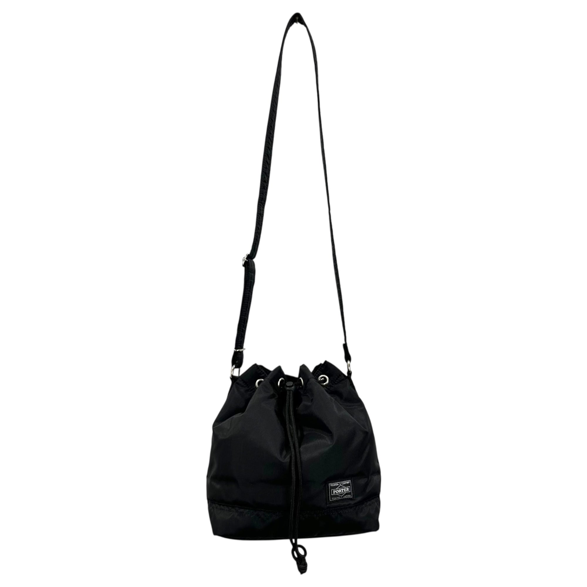 COMME des GARCONS × PORTER(コムデギャルソン × ポーター) 22AW Collaboration Nylon Drawstring Shoulder Bag コラボ ナイロン 巾着 ショルダー バッグ OJ-K201 ブラック 人気商品 稀少