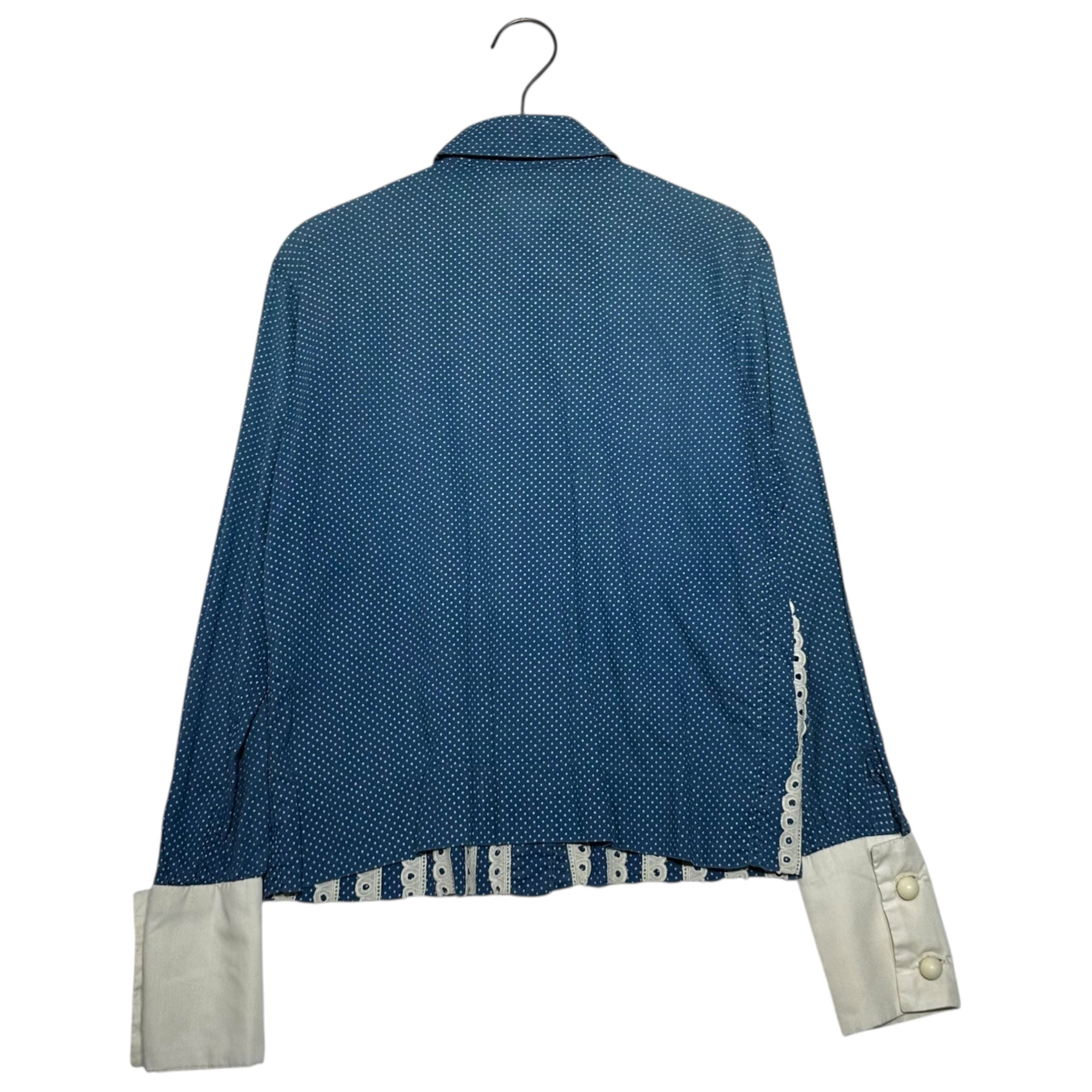 VINTAGE(ヴィンテージ) 60's glen of michigan Dot Pattern Lace Round Collar Blouse ドット柄 レース 丸襟 ブラウス ブルー×ホワイト 推定60年代 VINTAGE(ヴィンテージ) 60's glen of michigan Dot Pattern Lace