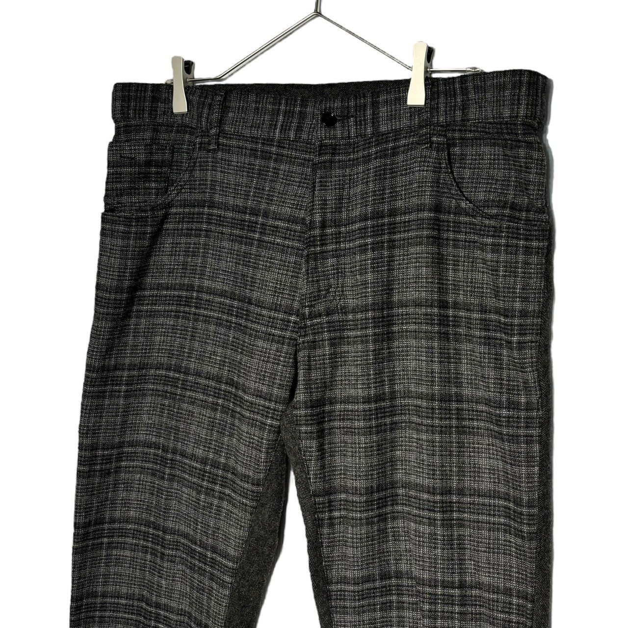 DOLCE&GABBANA(ドルチェ&ガッバーナドルガバ) Wool check herringbone switching painter trousers ウール チェック ヘリンボーン 切替 へインター スラックス パンツ G3AFTX FC2CR 表記無し(L程度) グレー