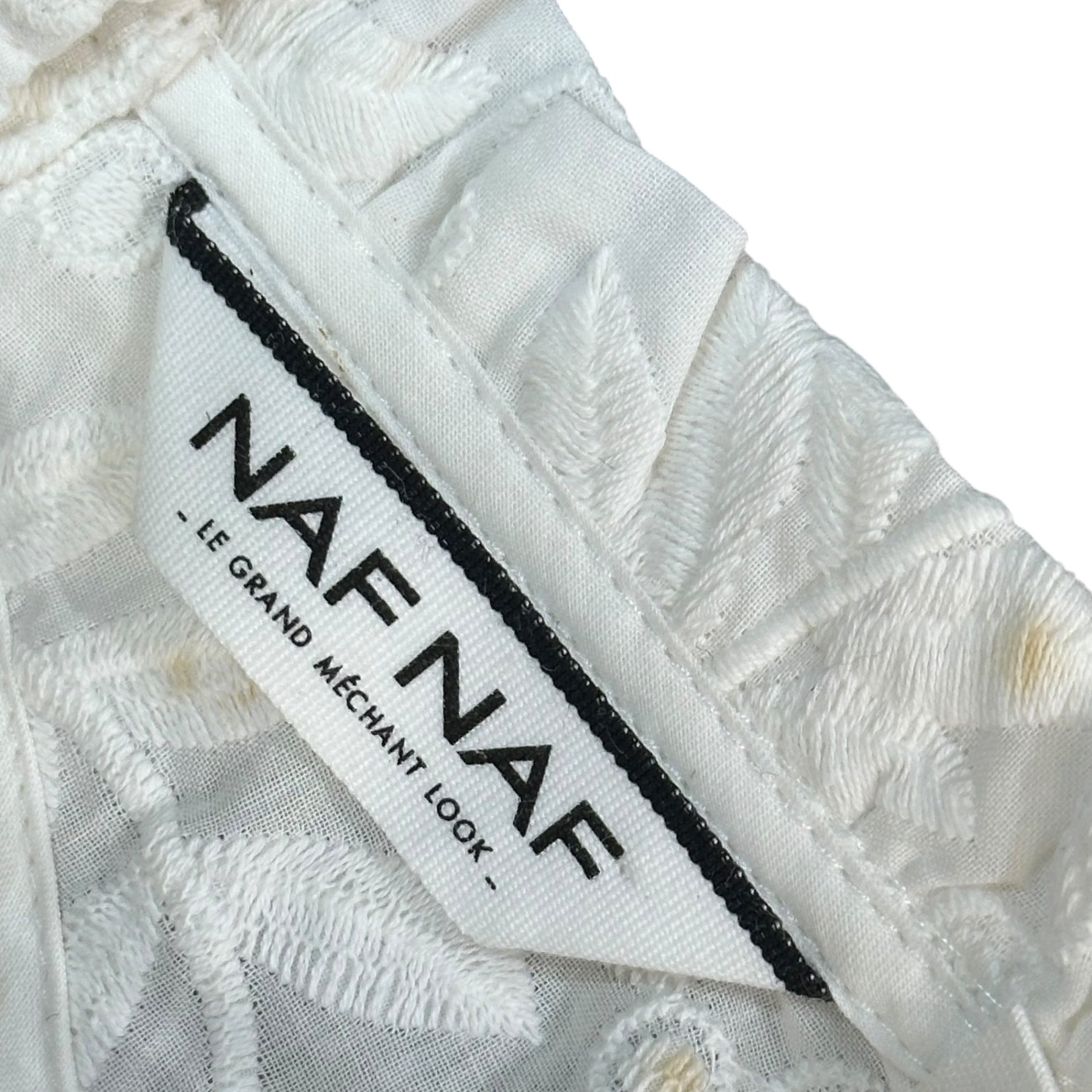 Euro vintage(ヨーロッパヴィンテージ) 70's~white embroidered frill high neck open back design blouse バックリボンデザインの総刺繍デザインブラウス Lサイズ程度 ホワイト