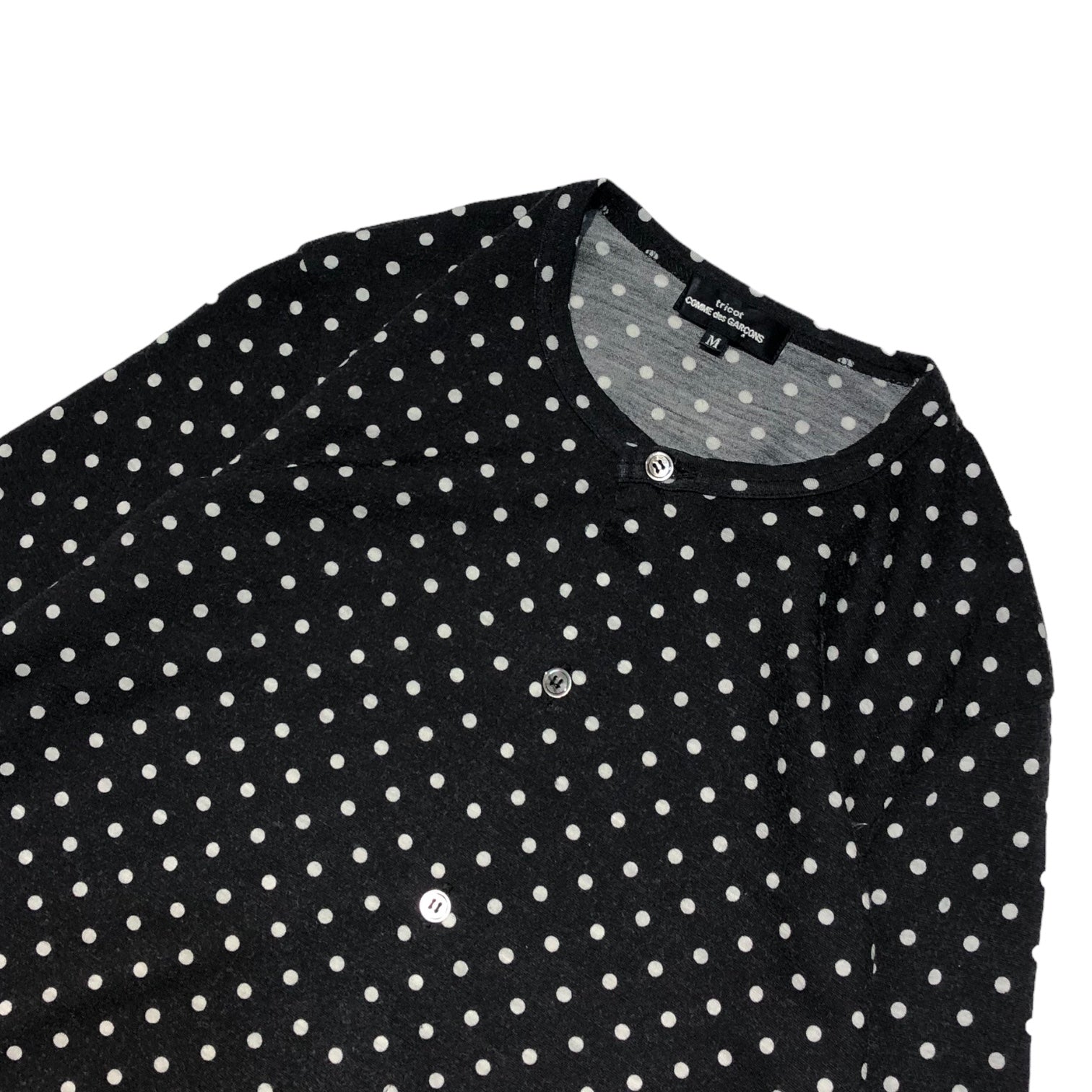 tricot COMME des GARCONS(トリココムデギャルソン) 10SS polka dot wool cardigan ドット柄 ウール  カーディガン TE-T010 M ブラック カットソー 薄手