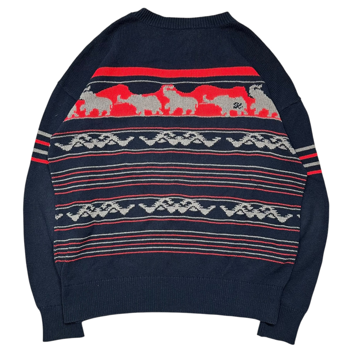 UNDERCOVER(アンダーカバー) 1997SS ”ELEPHANT” Nordic cotton-mix knit ノルディック コットン ミックス ニット UC-7S-KN-01 ネイビー×レッド ELEPHANT期 90's 90年代