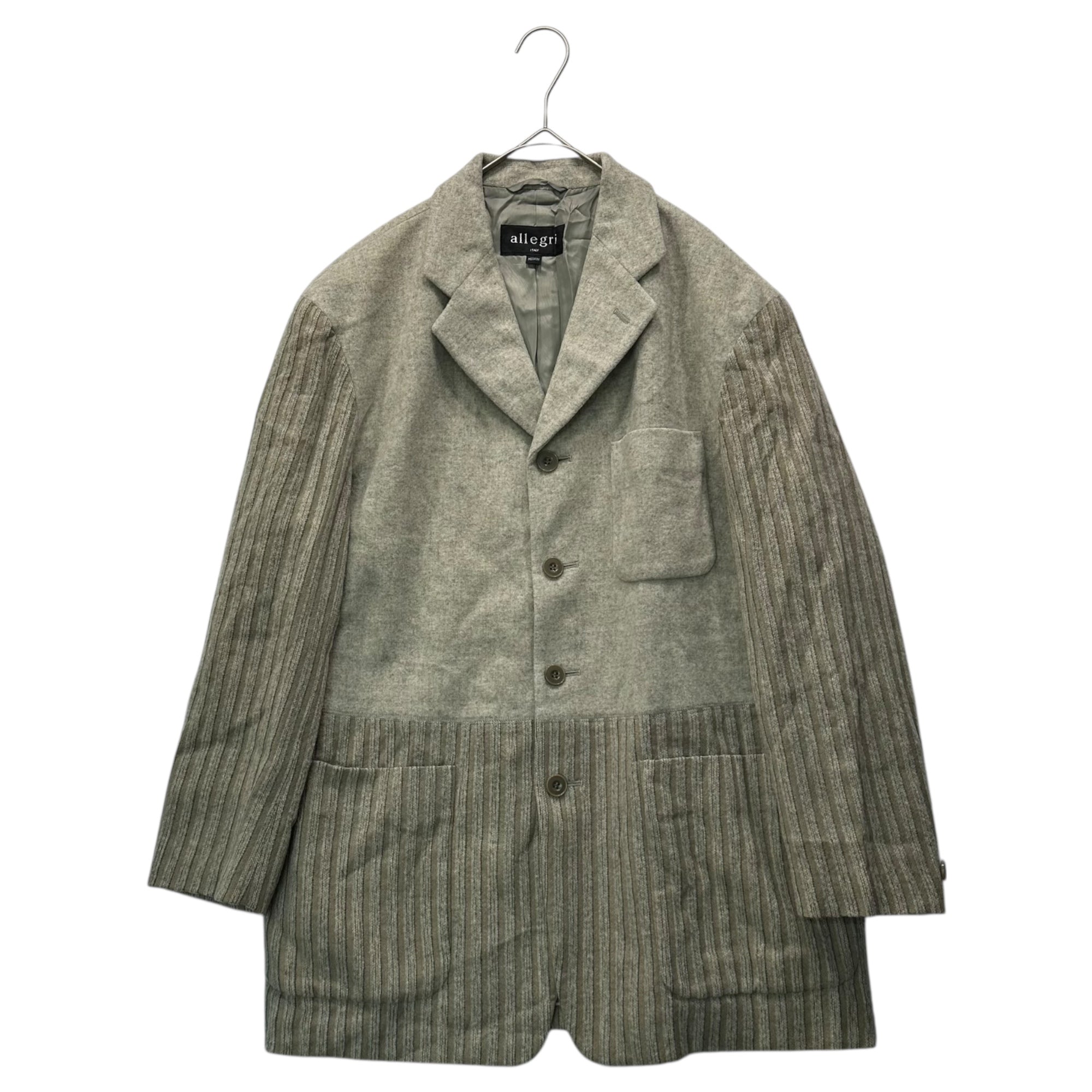 allegri(アレグリ) 90's Sleeve and Hem Contrast Wool 4-Button Jacket 90年代 袖 裾 切替 ウール 4ボタン ジャケット 4FR24-565-40 M ライトグレー