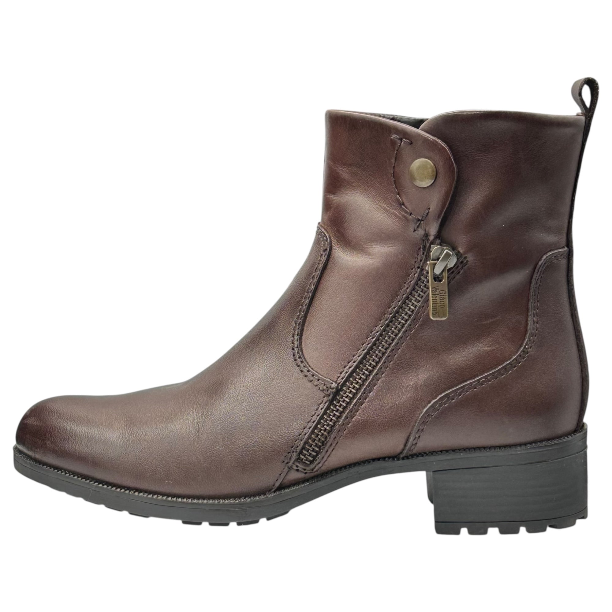 GIANO VALENTINO(ジアーノバレンティノ) Side Zip Short Boots サイドジップ ショート ブーツ 38 ブラウン