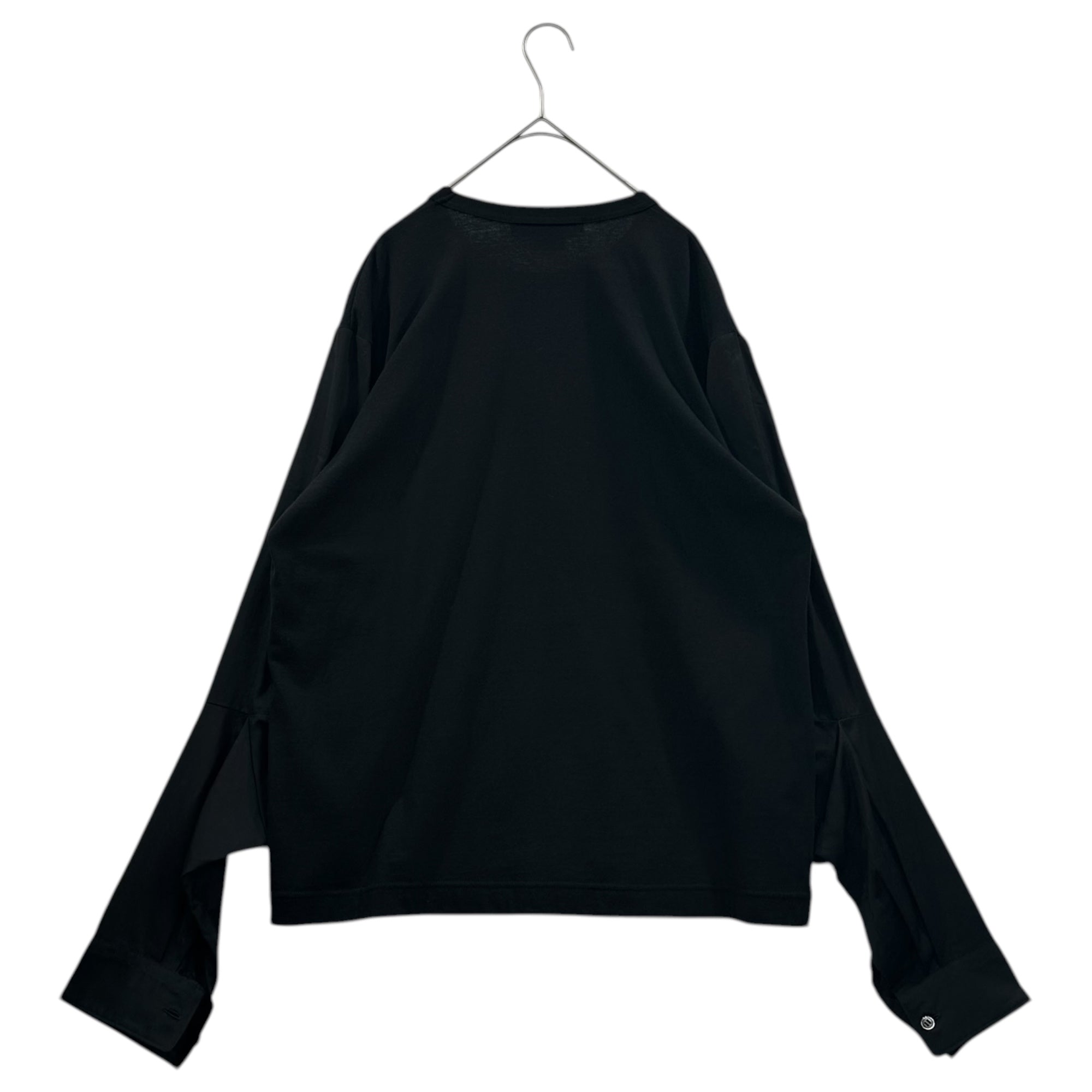 BLACK COMME des GARCONS(ブラックコムデギャルソン) 22AW Sleeve-Split Crew Neck Knit Top 袖 切替 クルーネック カットソー 1J-B008 AD2022