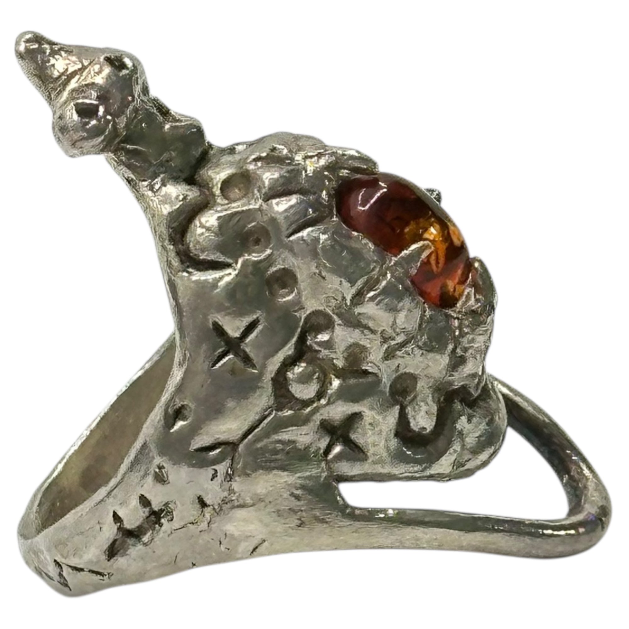 STONE BELLY(ストーンベリー) 925 Silver DRAQULA'S FOSSIL RING ドラキュラ 化石 リング 琥珀 シルバー 8号 シルバー 指輪 ストックホルム発ブランド