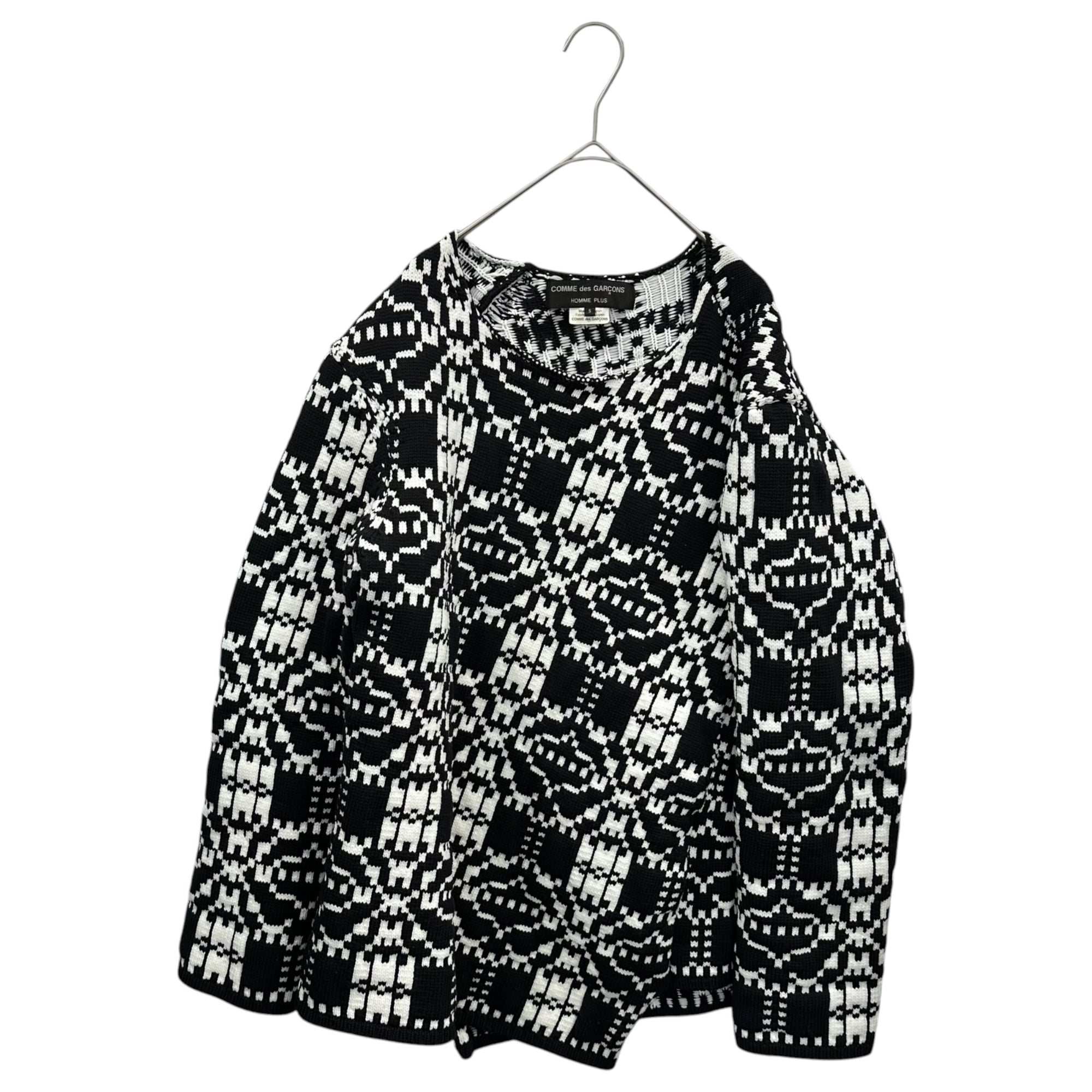 COMME des GARCONS HOMME PLUS(コムデギャルソンオムプリュス) 21AW Twisted Jacquard Knit 捻じれ ジャガード ニット PH-N010 S ブラック×ホワイト