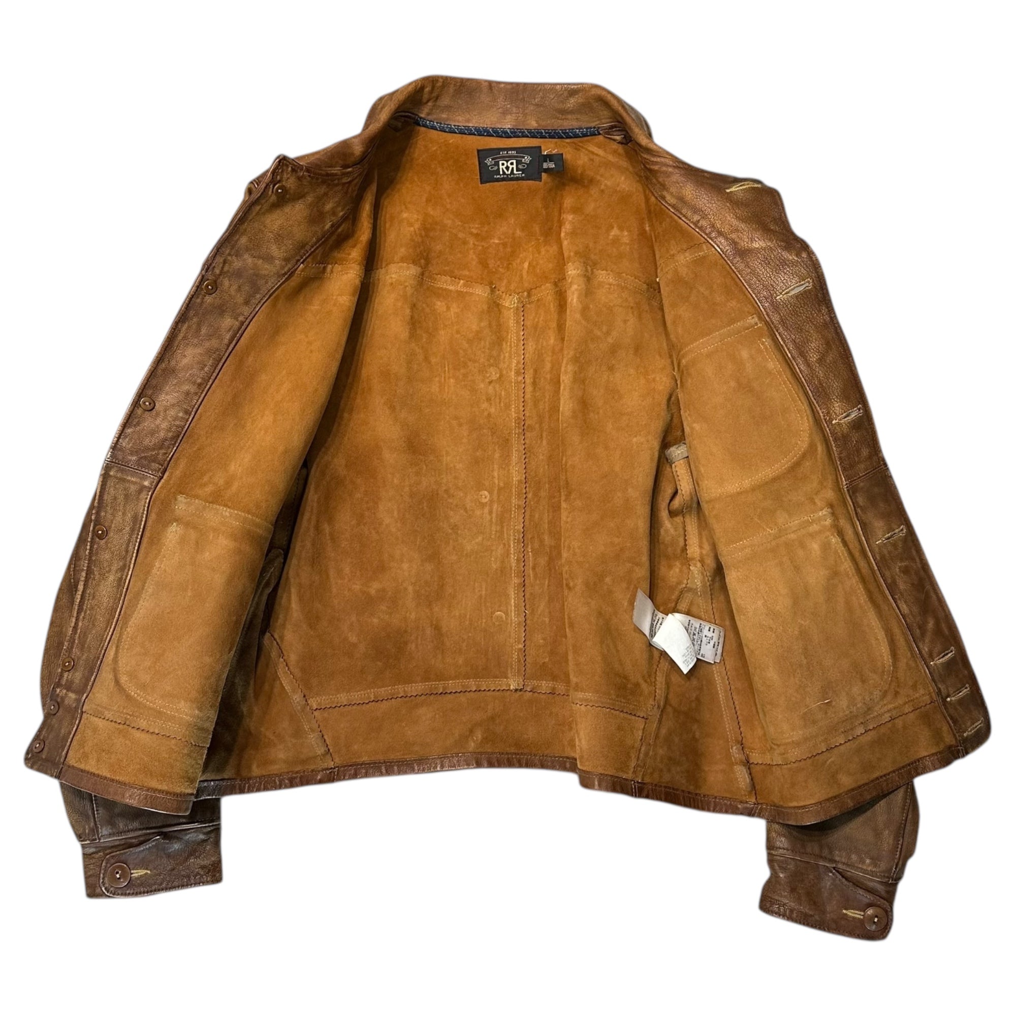 RRL(ダブルアールエル) GRIGGS LEATHER JACKET -GOAT HIDE グリッグス レザージャケット - ゴート レザー L ブラウン コンチョ 山羊革