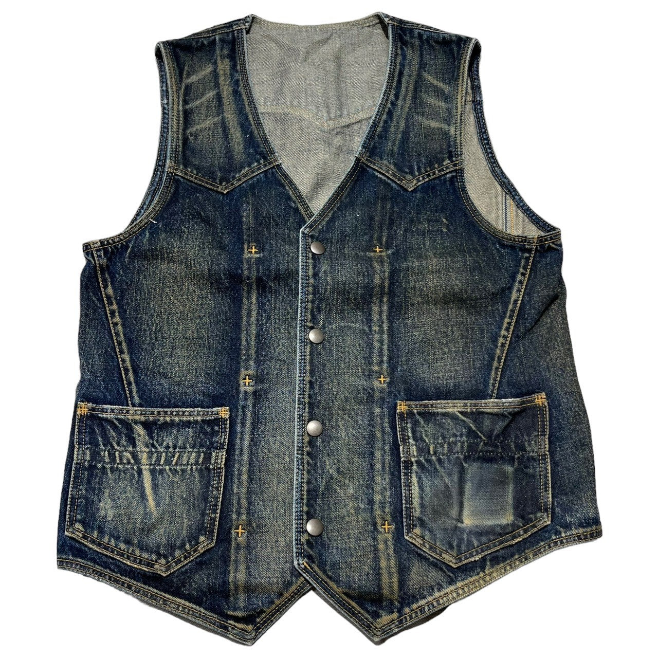 n(n) NUMBER(N)INE(エヌエヌ ナンバーナイン) 08SS Vintage processed denim vest ヴィンテージ加工 デニム ベスト S08-NNJ005A 3(M) インディゴ