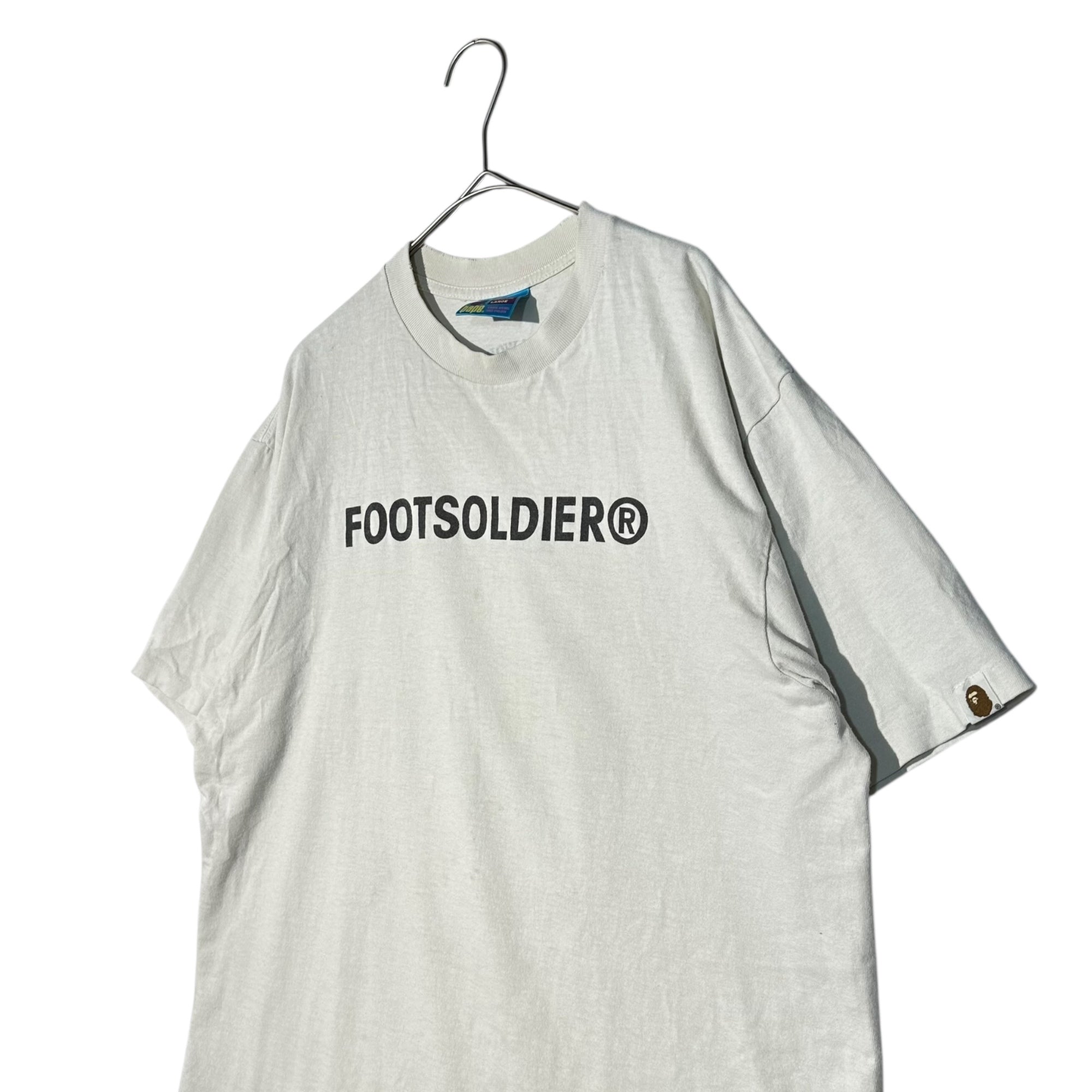A BATHING APE(アベイシングエイプ) 00's Foot Soldier Print T-Shirt フットソルジャー プリント Tシャツ L ホワイト×ブラック