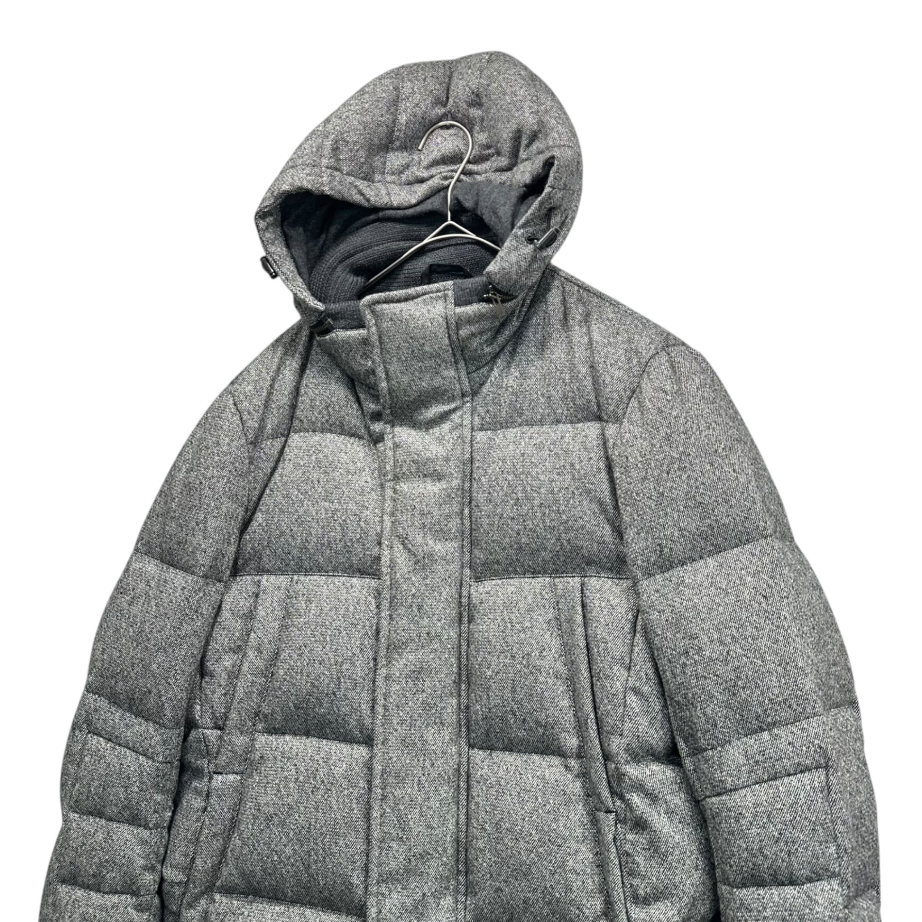 ck Calvin Klein(シーケーカルバンクライン) Tweed Hooded Down Jacket ツイード フーデッド ダウン ジャケット 381-5.CCC.CB.NW.0600 M グレー