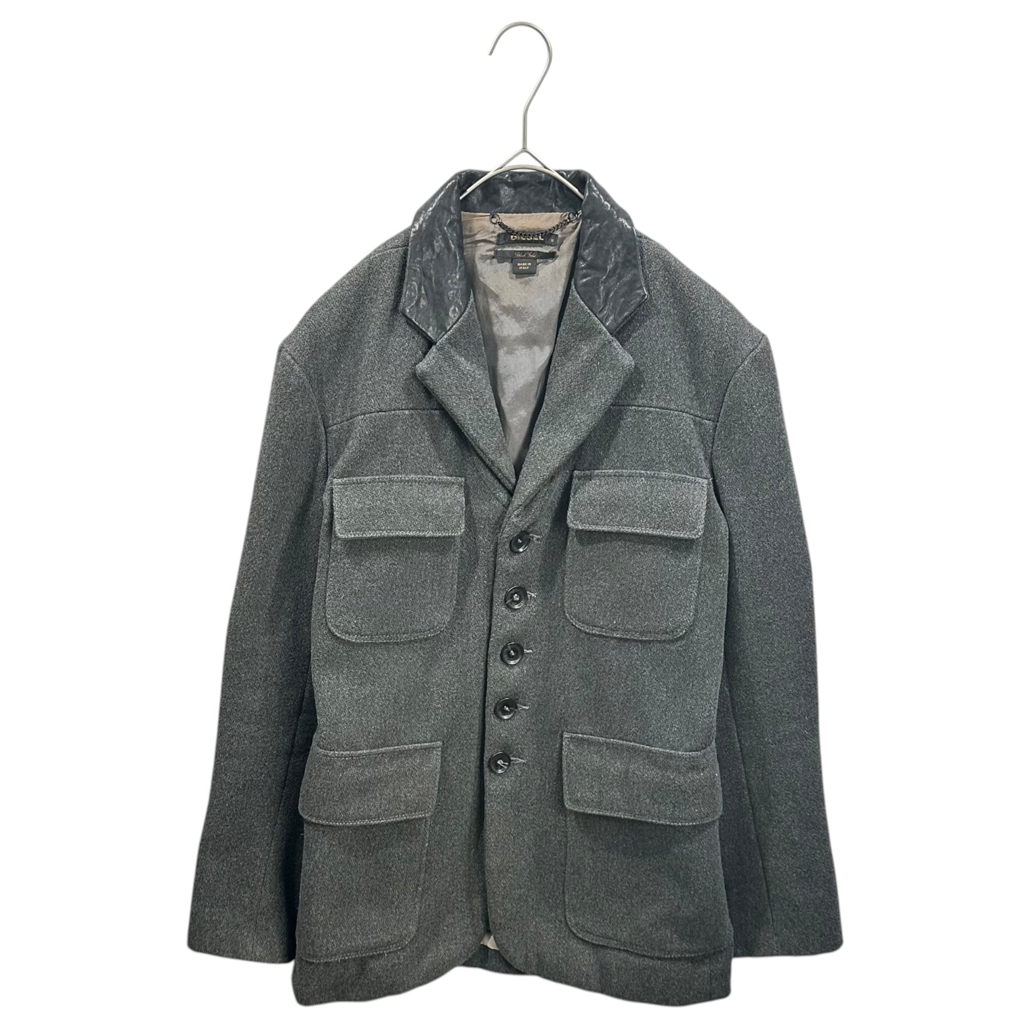 DIESEL BLACK GOLD(ディーゼルブラックゴールド) Leather-Panel 5B Melton Jacket レザー 切替 5B メルトン ジャケット S グレー×ブラック