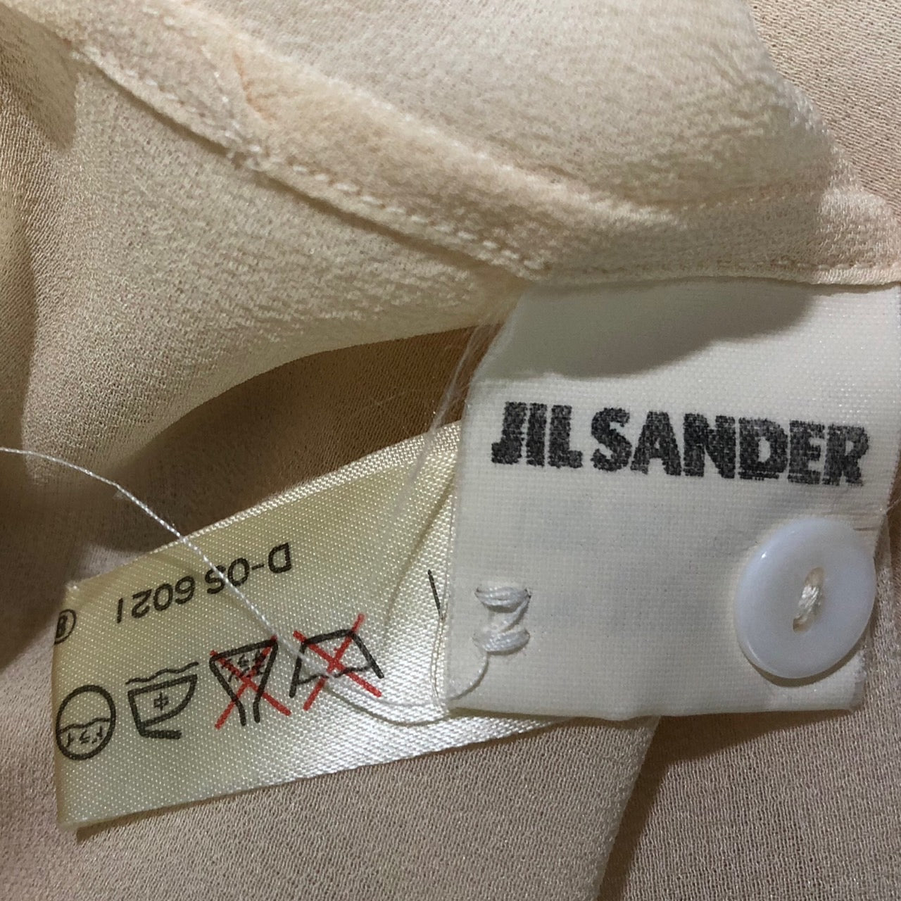 JIL SANDER+(ジルサンダープラス) 90'sシルクテーラードカラーダブル半袖シャツ 36(Sサイズ程度)※メンズでも着れるサイズ感 ベージュ 本人期 ヴィンテージ