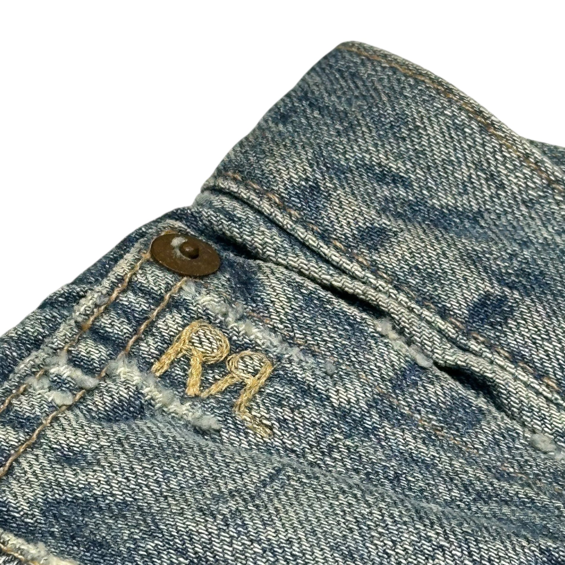 RRL(ダブルアールエル) Damage Repair Vintage-Washed Western Denim Pants ダメージ リペア ヴィンテージ加工 ウエスタン デニム パンツ W30 ライトインディゴ