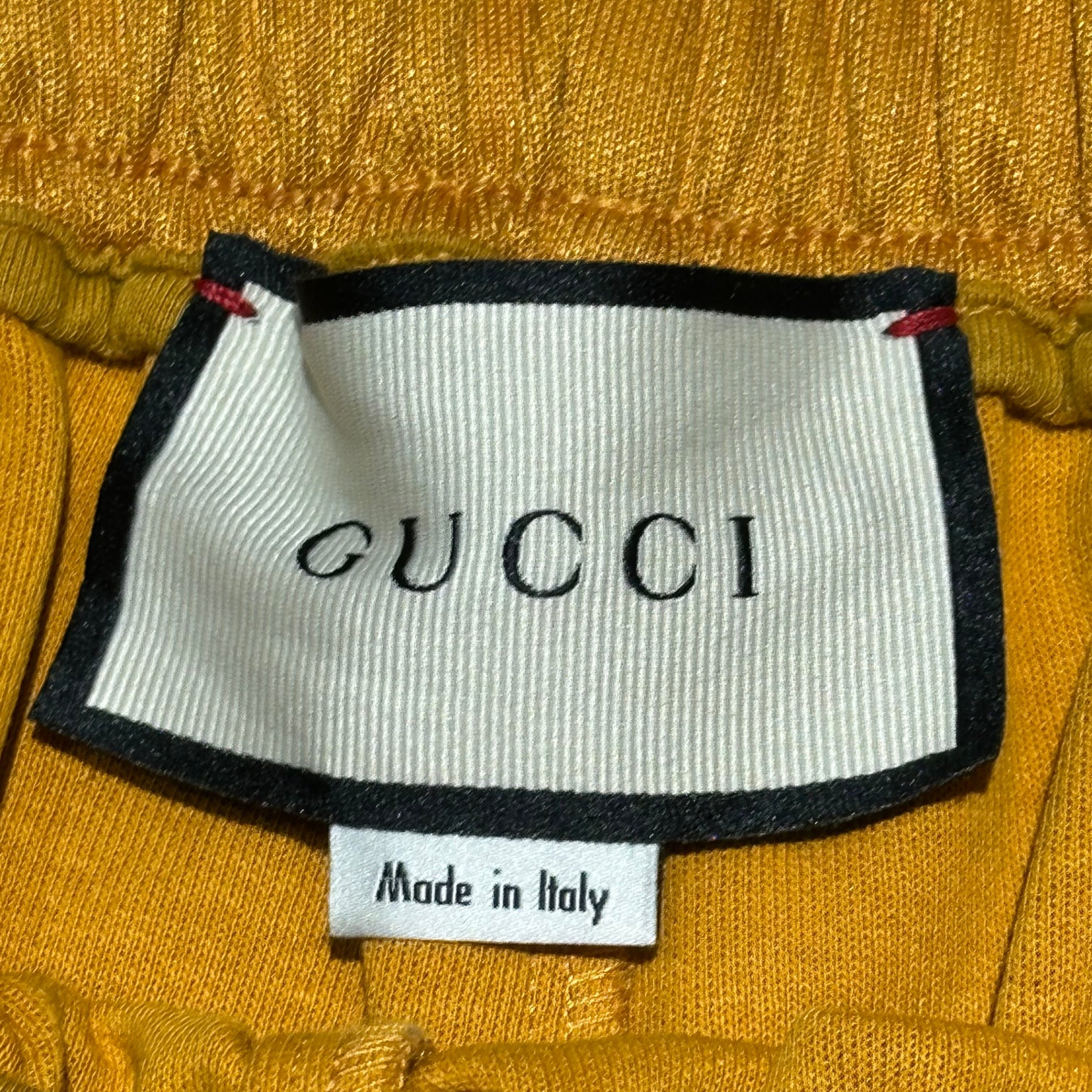 GUCCI(グッチ) Sideline Technical Jersey Jogging Pants  サイドライン テクニカル トラック パンツ 598716 M イエロー×ブラウン ジャージ クロップド  7分丈