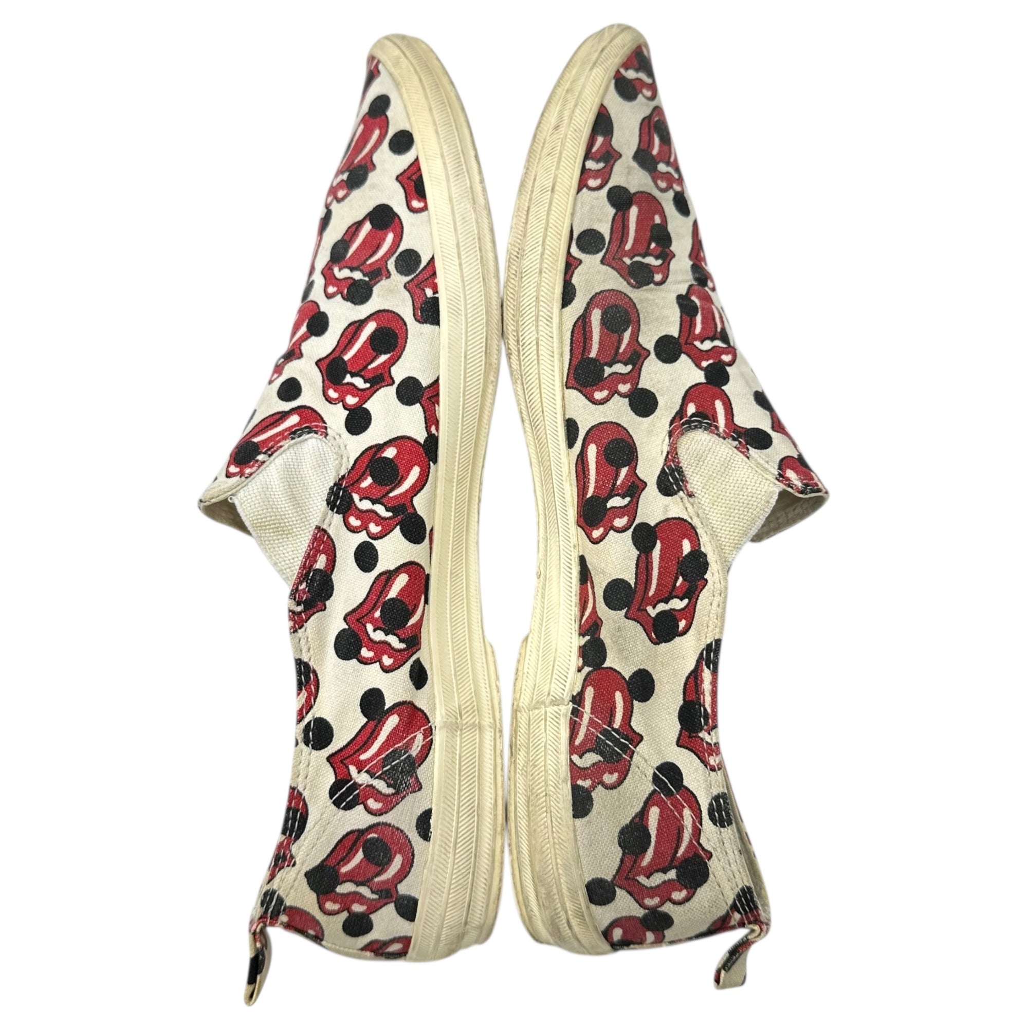 COMME des GARCONS HOMME PLUS(コムデギャルソンオムプリュス) 06SS Rolling Stones Lips & Tongue Print Slip-Ons ローリング ストーンズ リップ＆タン ドット プリント スリッポン JQ20A1 27.0cm アイボリー×レッド スニーカー コラボ